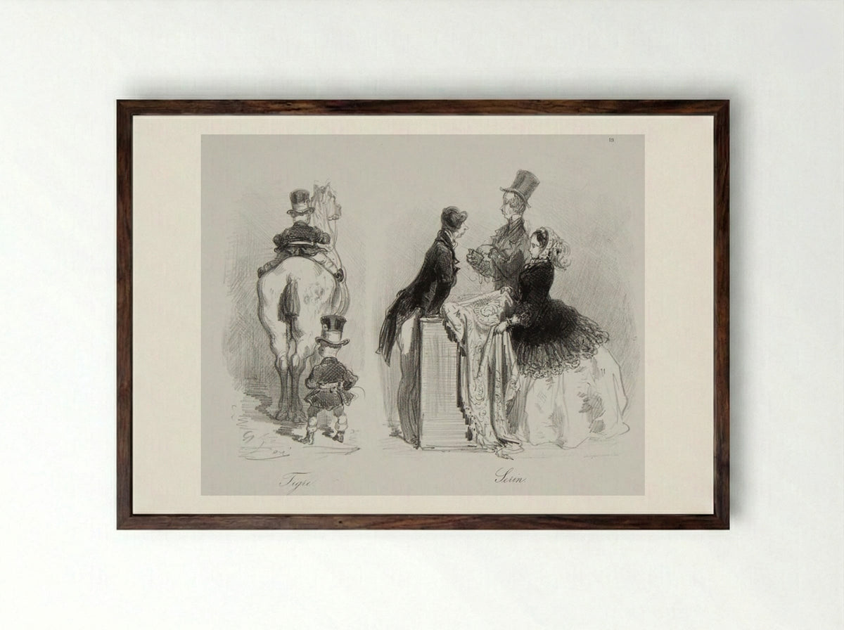 Tiger and Canary - Gustave Doré - Framed Print Dark Wood