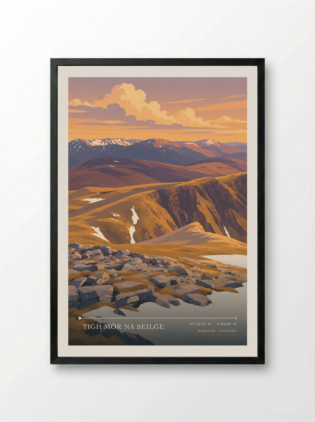 Tigh Mòr na Seilge, Highland | Travel Poster - Framed Print Black