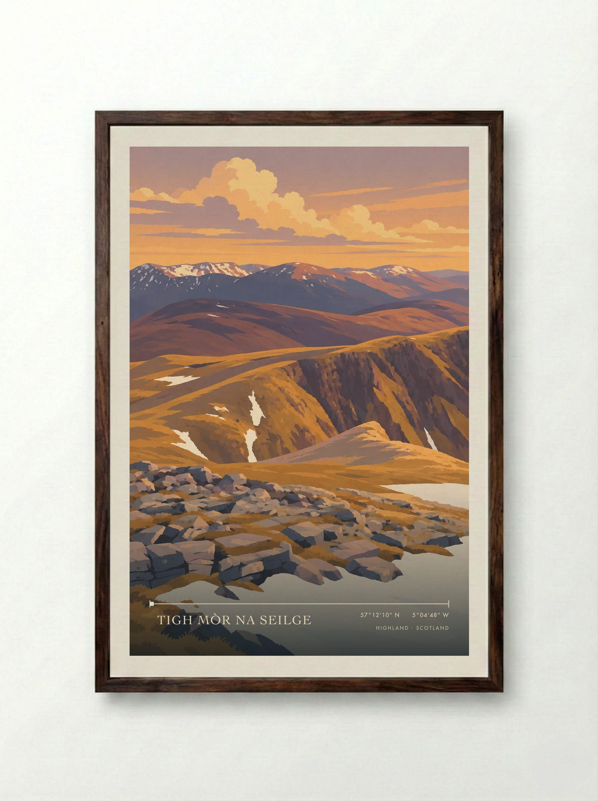 Tigh Mòr na Seilge, Highland | Travel Poster - Framed Print Dark Wood