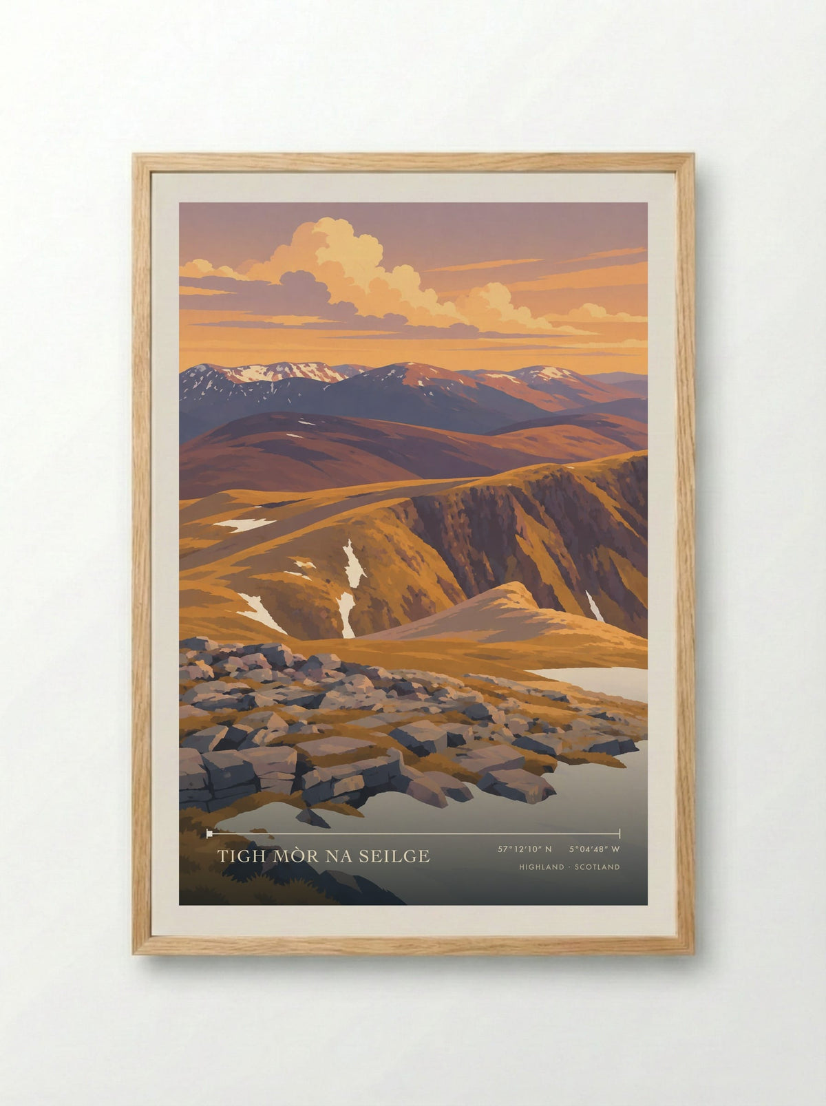 Tigh Mòr na Seilge, Highland | Travel Poster - Framed Print Wood