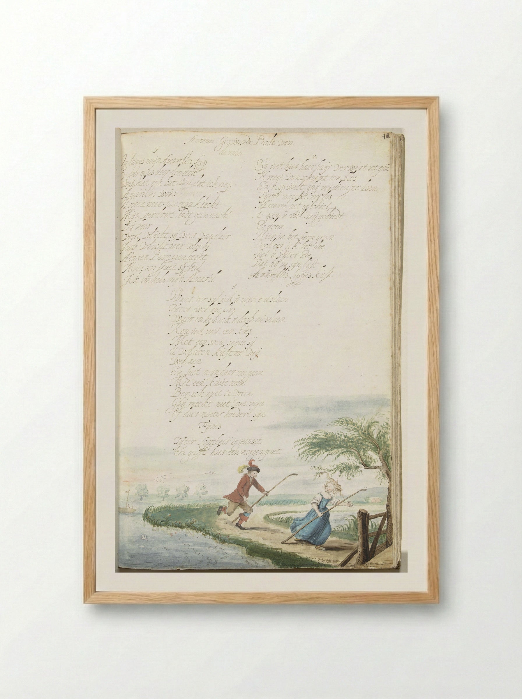 Tijter Pursuing Amarillis - Gesina ter Borch - Framed Print Wood