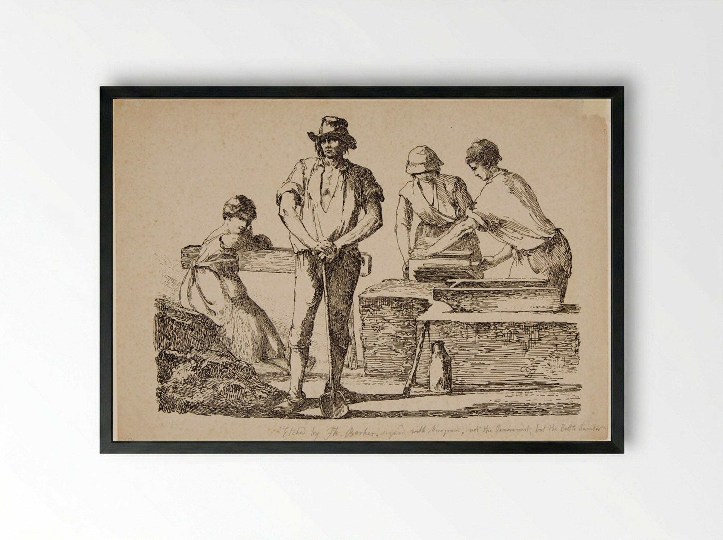 Tilemakers - Thomas Barker - Framed Print Black