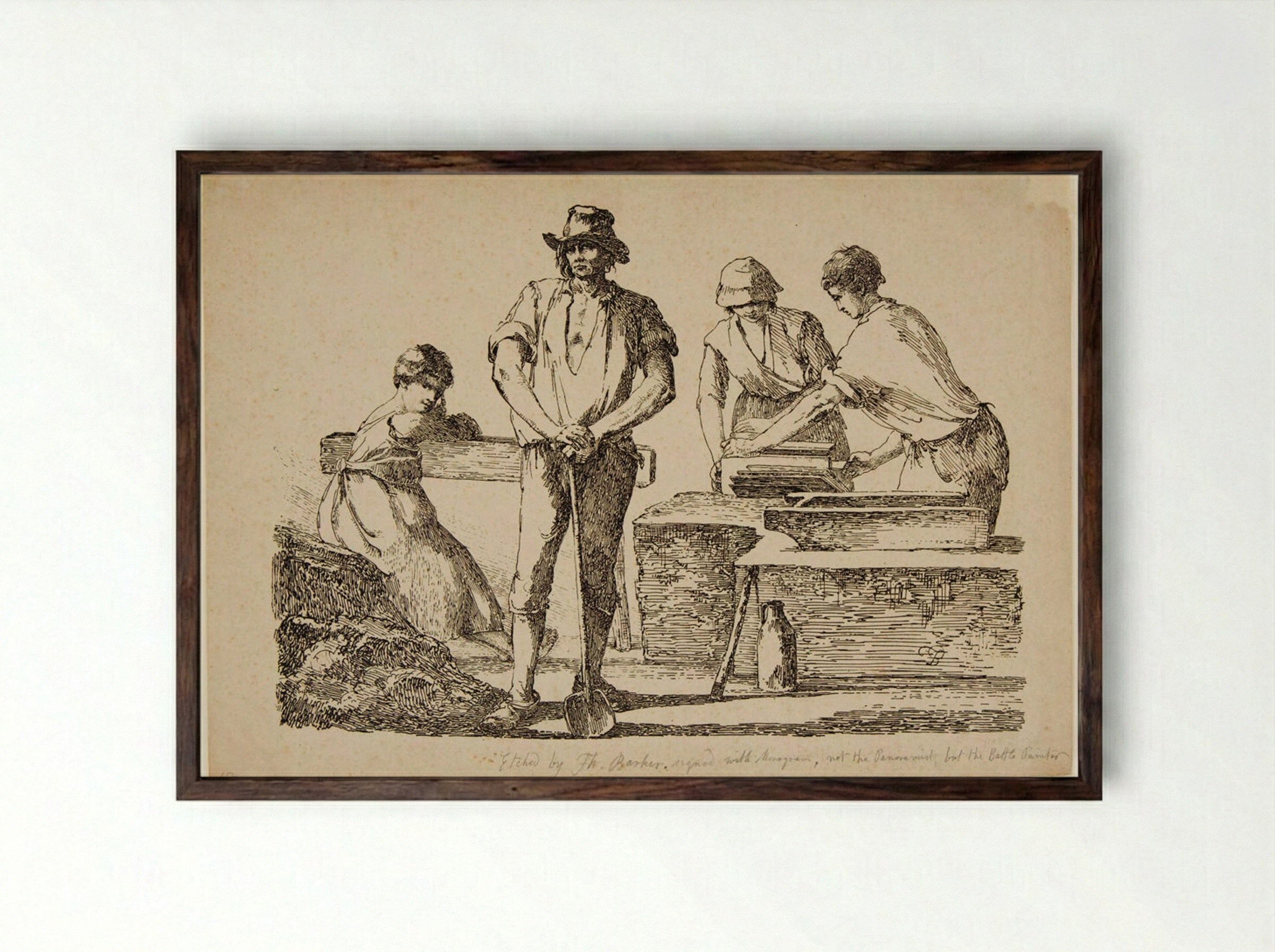 Tilemakers - Thomas Barker - Framed Print Dark Wood