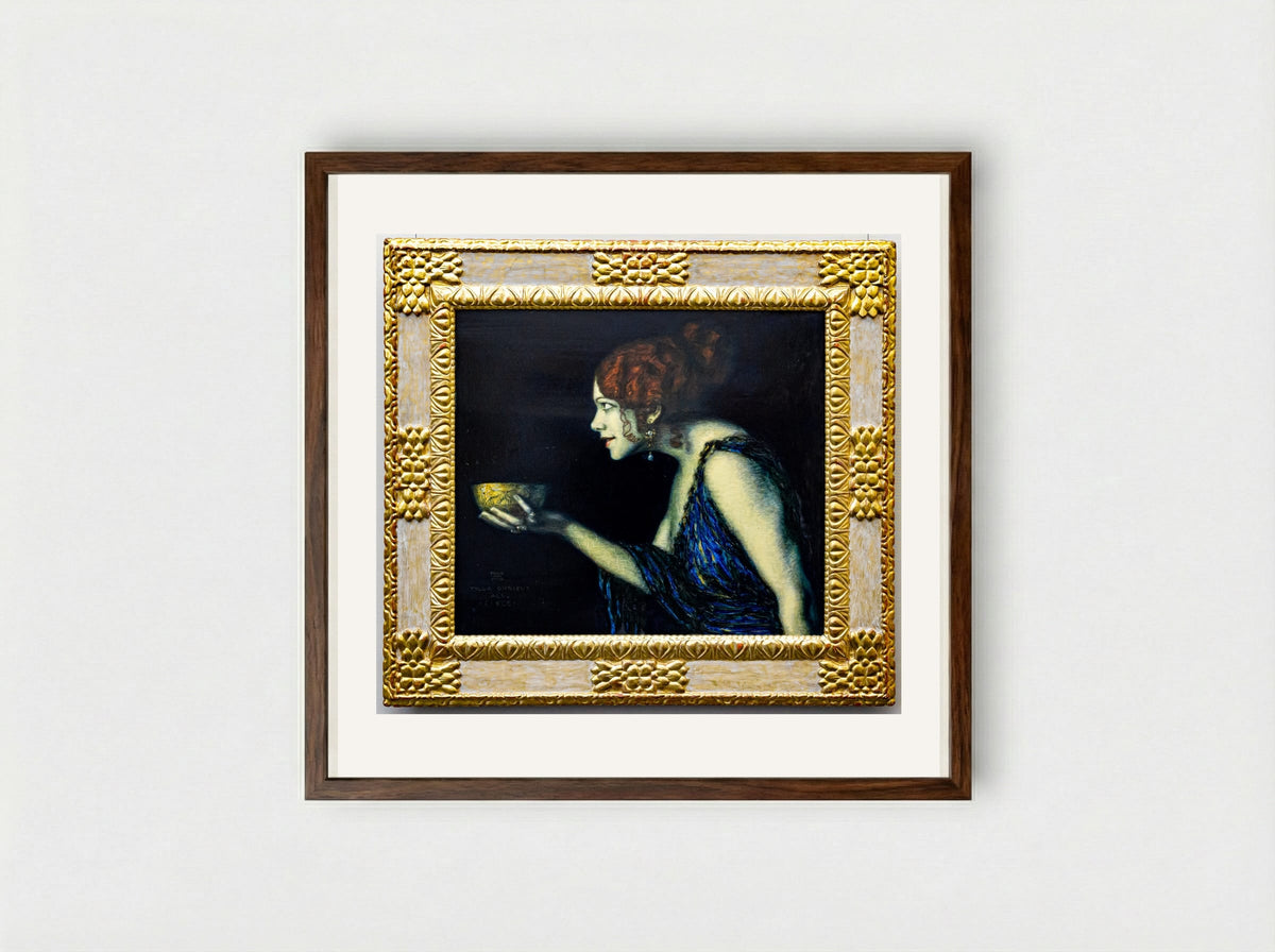 Tilla Durieux as Circe - Franz von Stuck - Framed Print Dark Wood