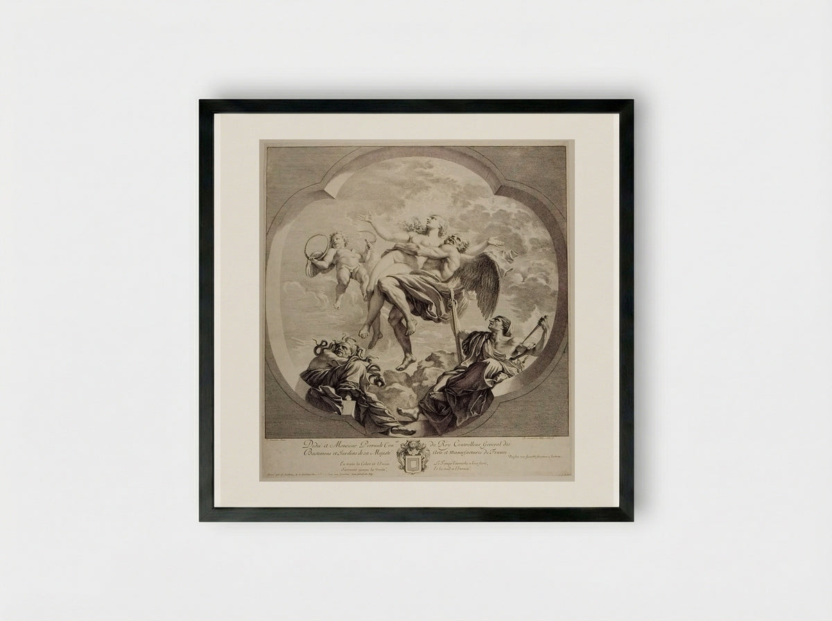 Time Bearing the Truth above the Reach of Envy and Slander - Gérard Audran - Framed Print Black