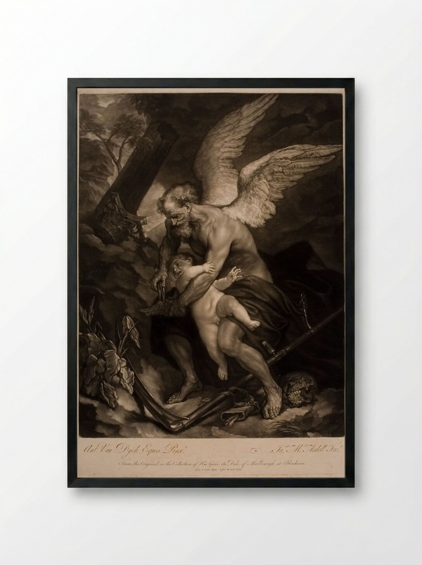 Time Clipping the Wings of Love - James McArdell - Framed Print Black