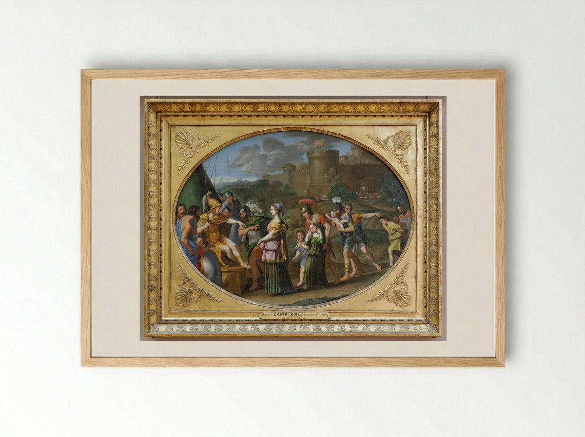 Timoclea Before Alexander the Great - Domenichino - Framed Print Wood