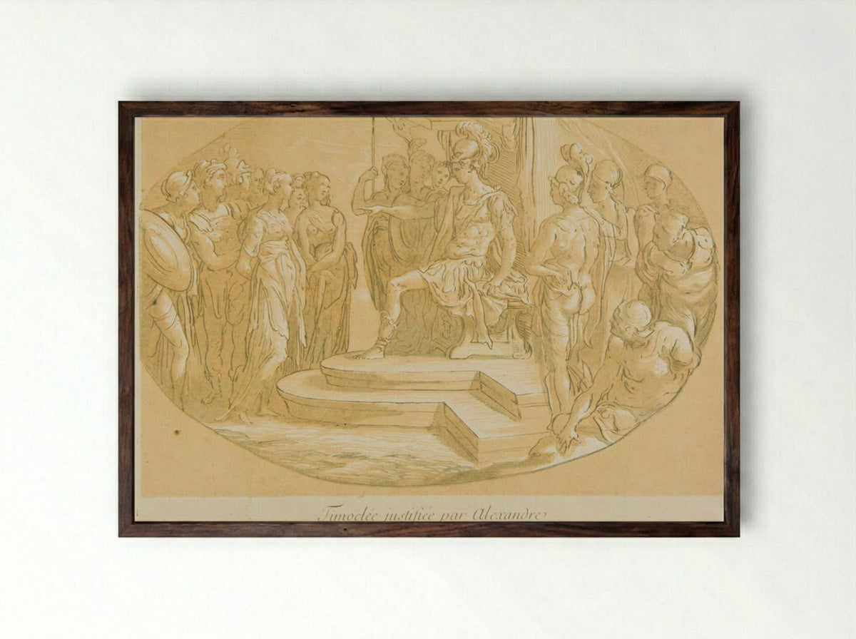 Timocleus Justified by Alexander - Anne Claude Philippe de Thubières, comte de Caylus - Framed Print Dark Wood