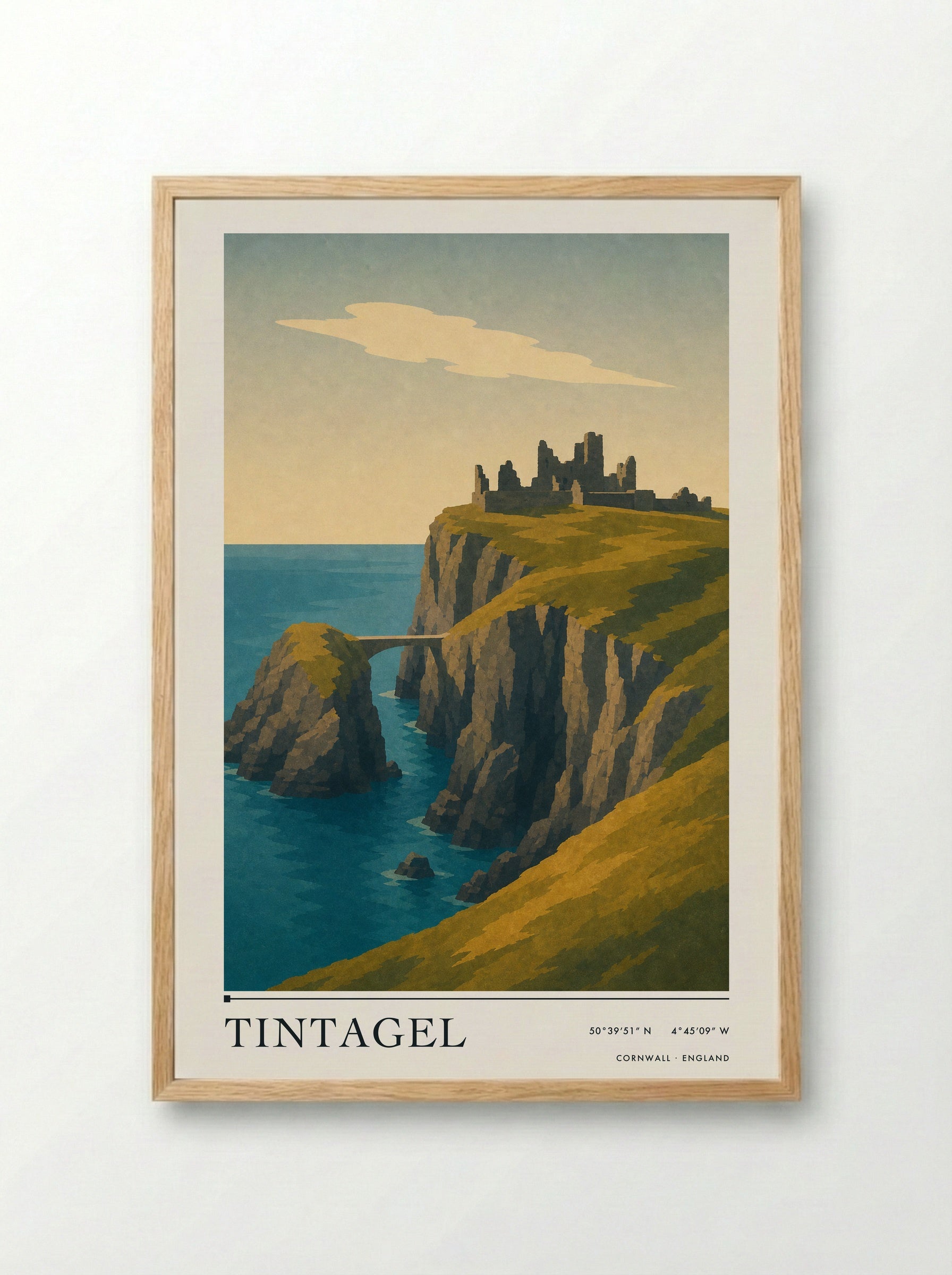 Tintagel Travel Poster Artwork - Framed Print Wood