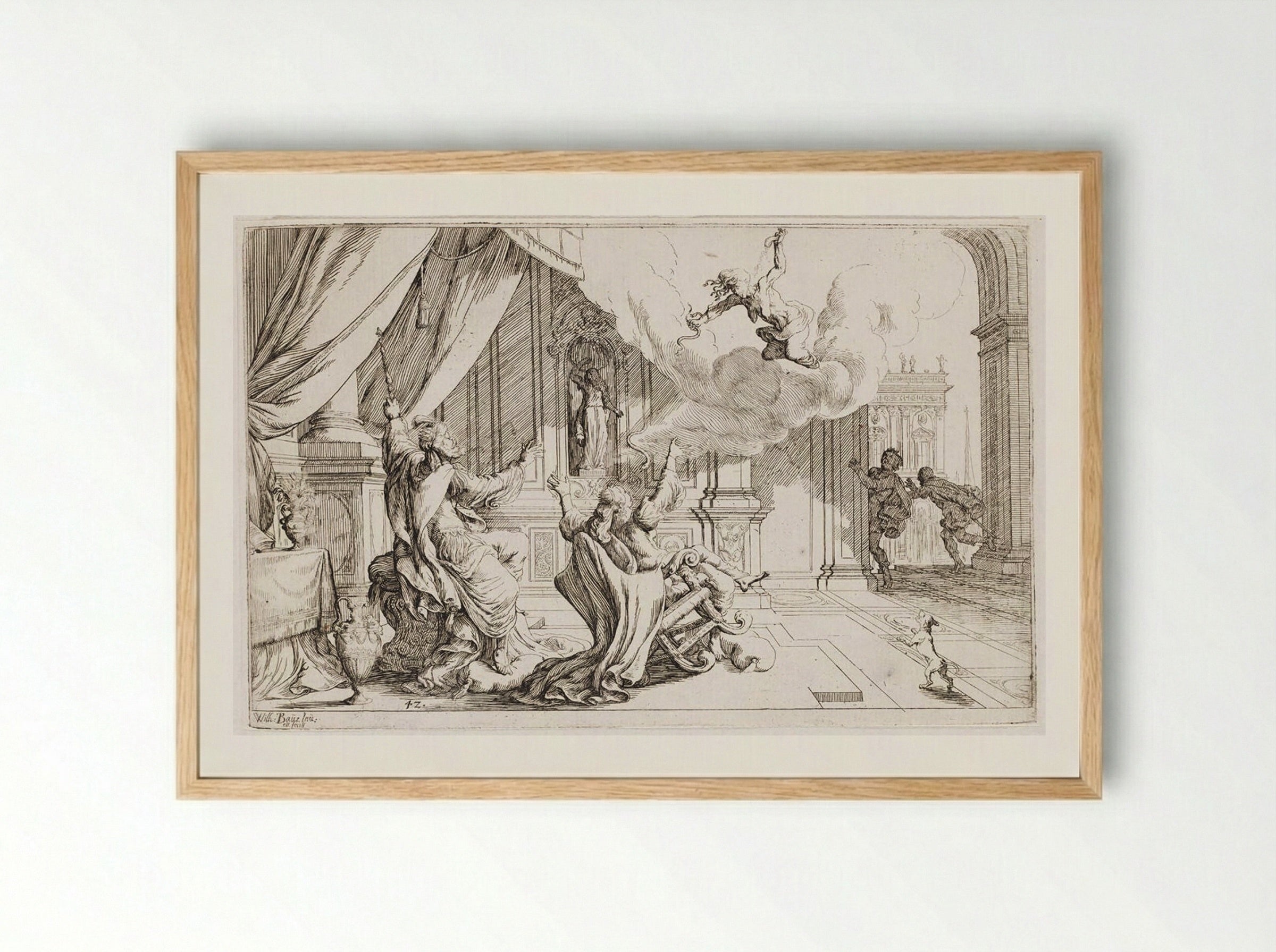 Tisiphone Rains Madness on Athamas and Ino - Johann Wilhelm Baur - Framed Print Wood