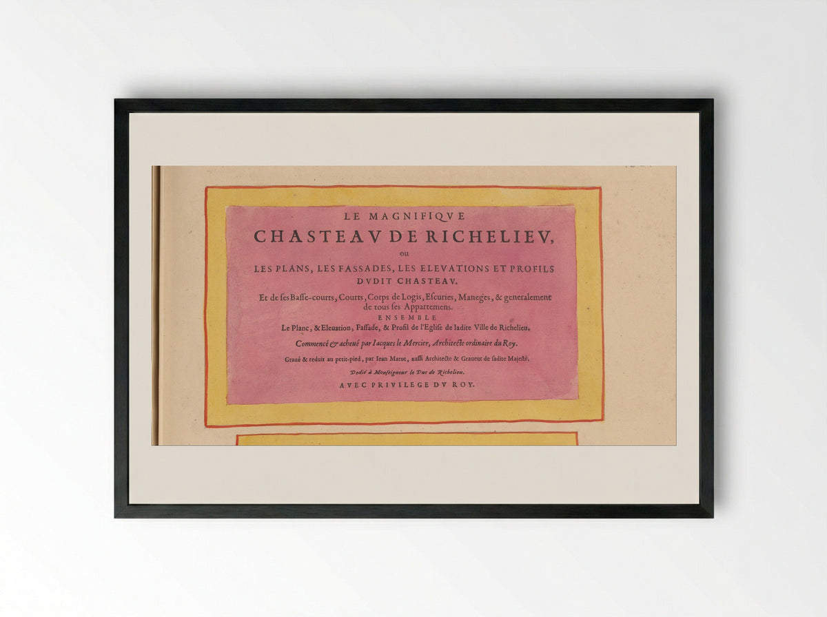 Titelblad voor de prentserie 'Le magnifique chasteau de Richelieu' - Anna Beeck - Framed Print Black