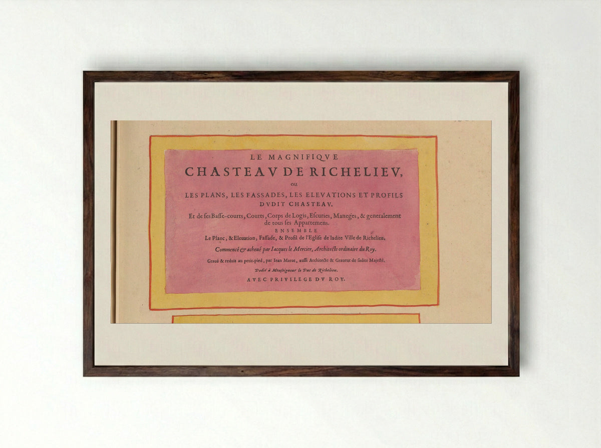 Titelblad voor de prentserie 'Le magnifique chasteau de Richelieu' - Anna Beeck - Framed Print Dark Wood