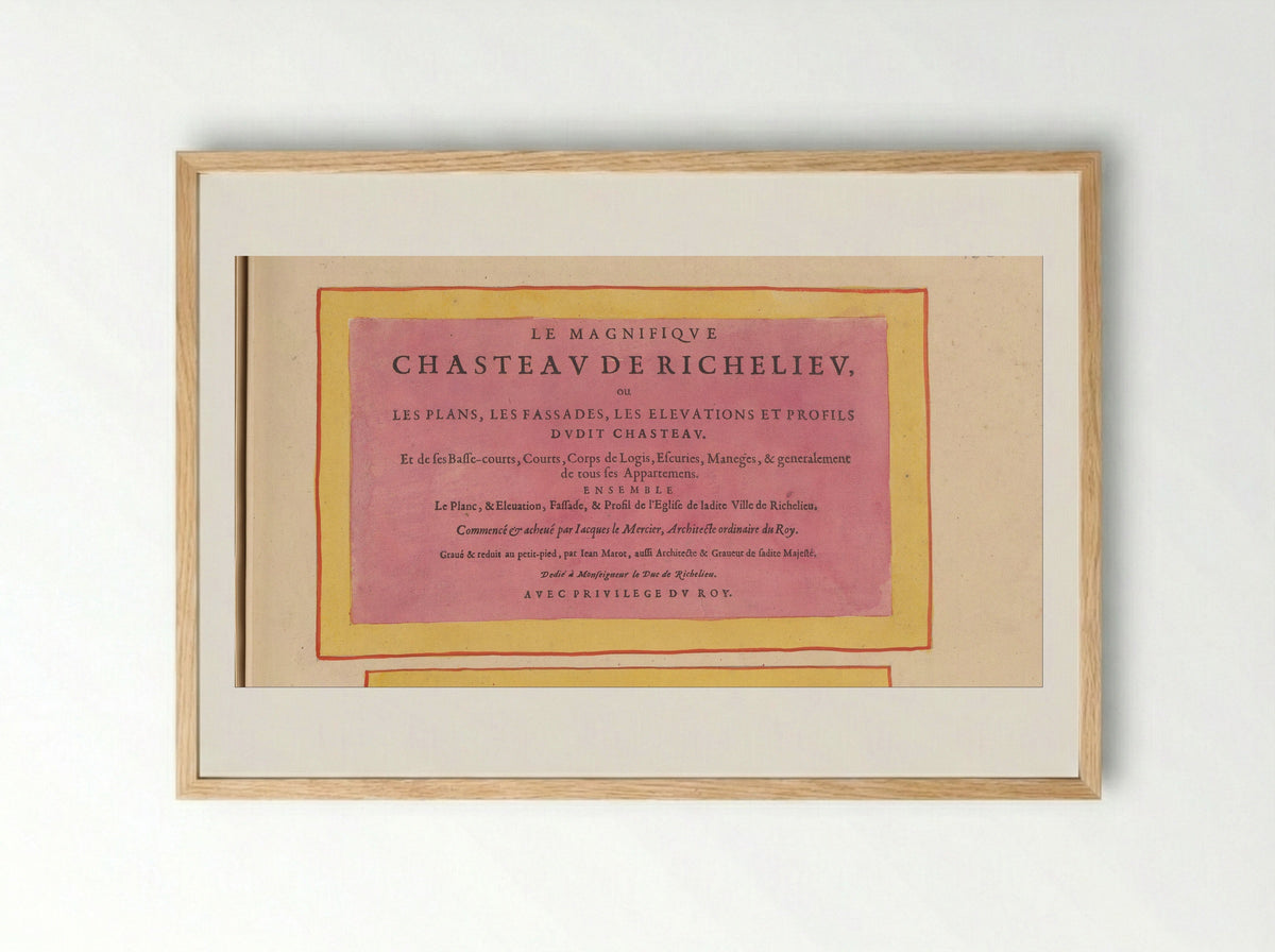 Titelblad voor de prentserie 'Le magnifique chasteau de Richelieu' - Anna Beeck - Framed Print Wood