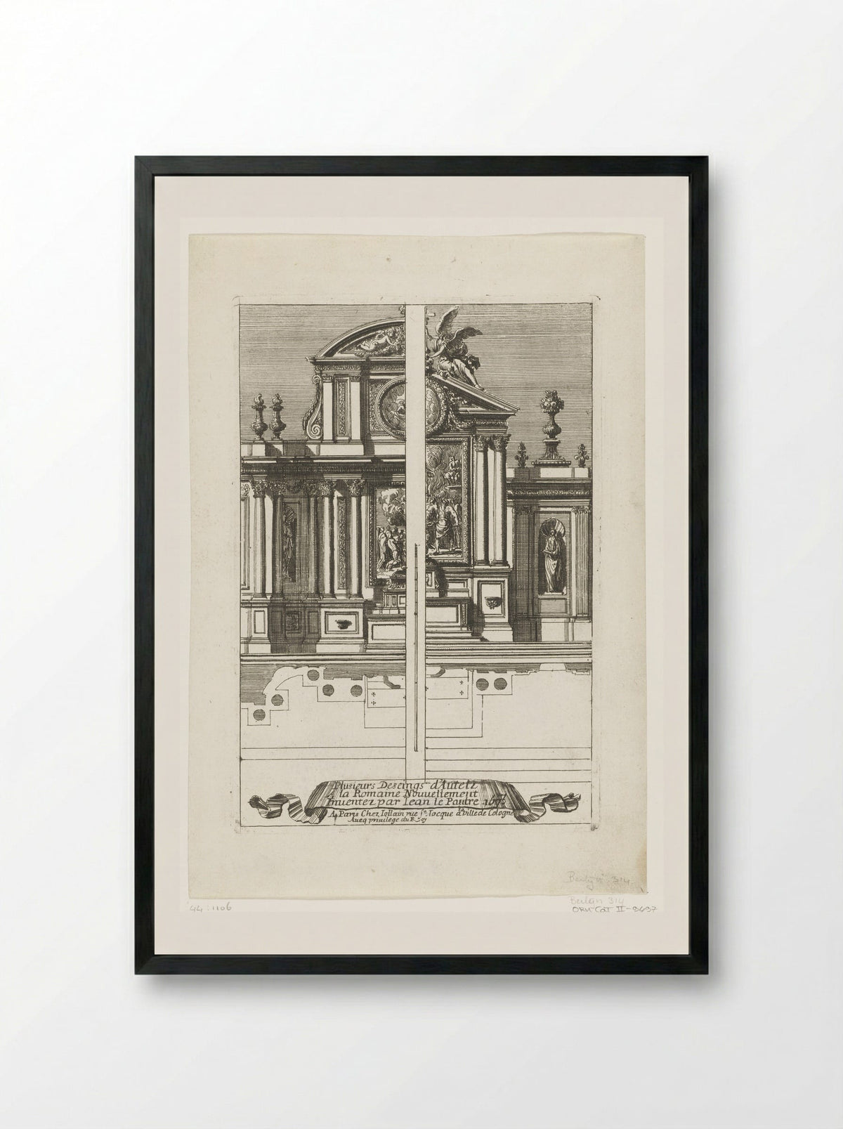 Titelblad: Plusieurs Deseings d'Autelz A la Romaine - Jean Lepautre - Framed Print Black