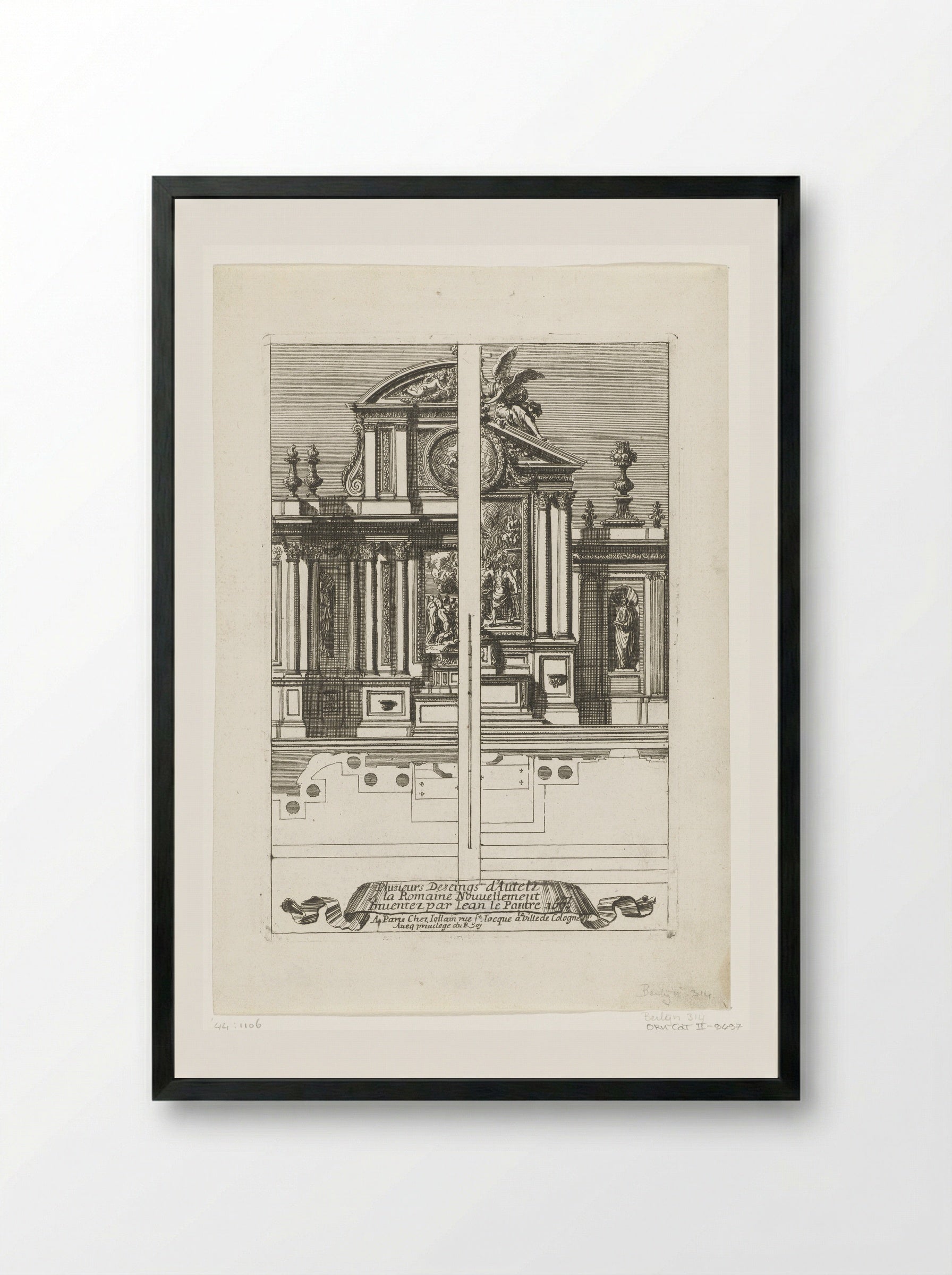Titelblad: Plusieurs Deseings d'Autelz A la Romaine - Jean Lepautre - Framed Print Black