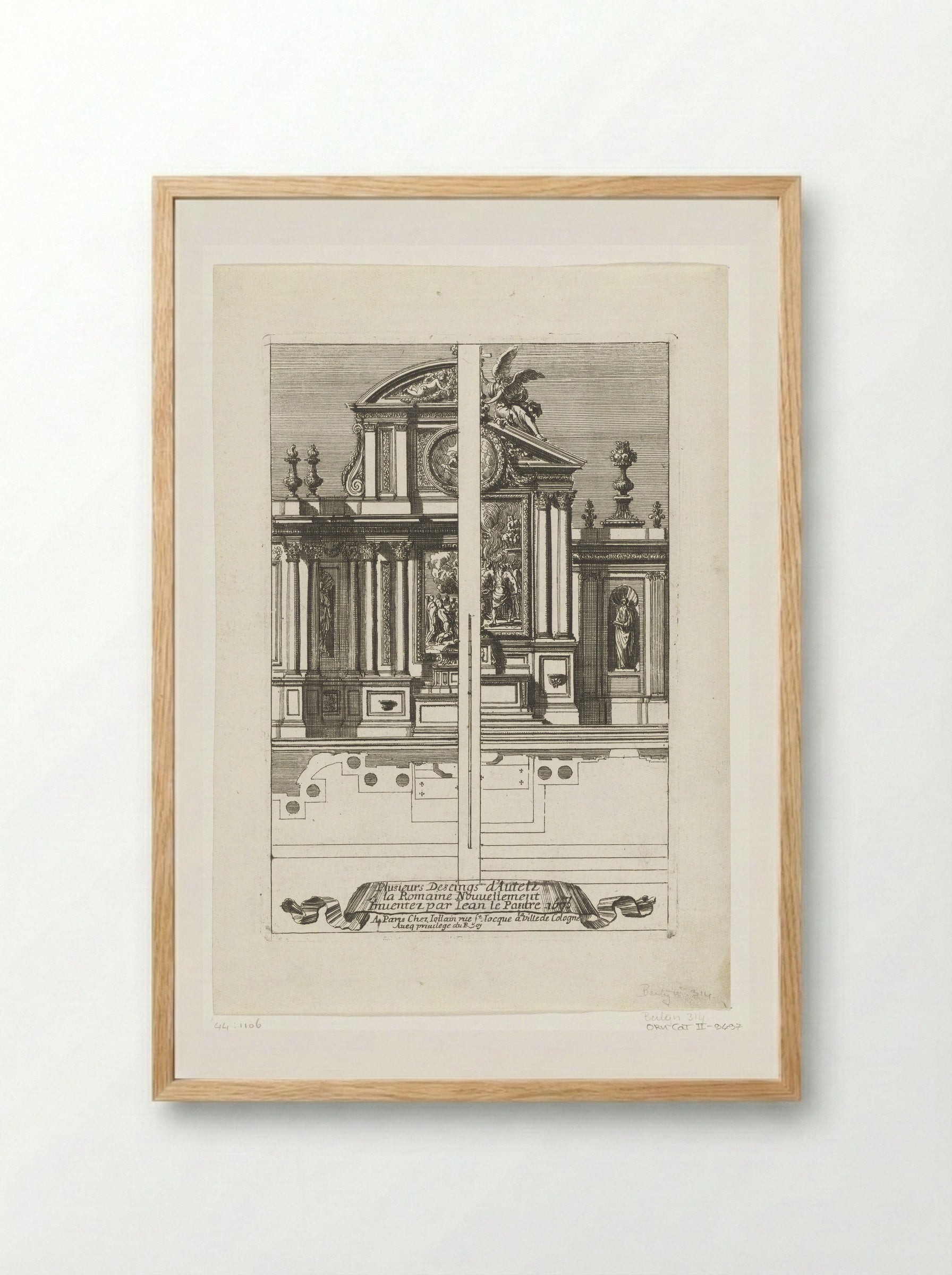 Titelblad: Plusieurs Deseings d'Autelz A la Romaine - Jean Lepautre - Framed Print Wood