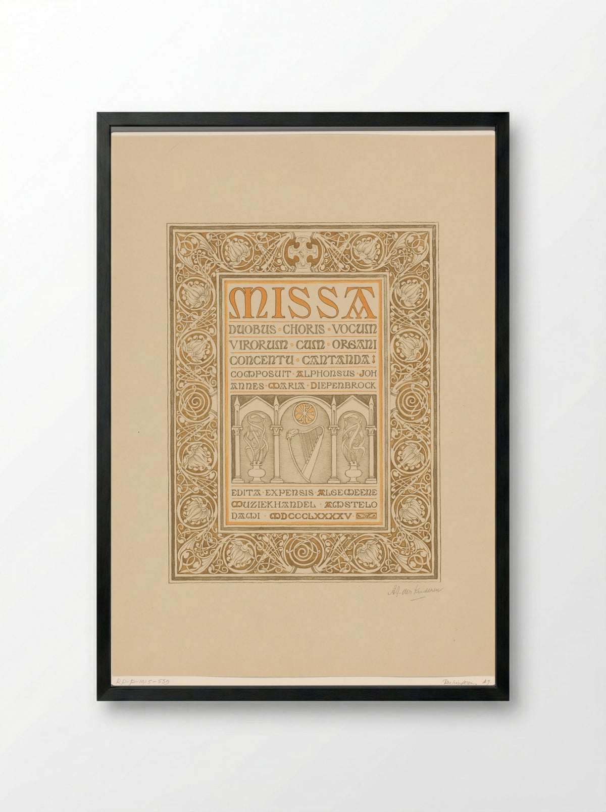 Titelpagina van de Missa van Alphons Diepenbrock - Antoon Derkinderen - Framed Print Black