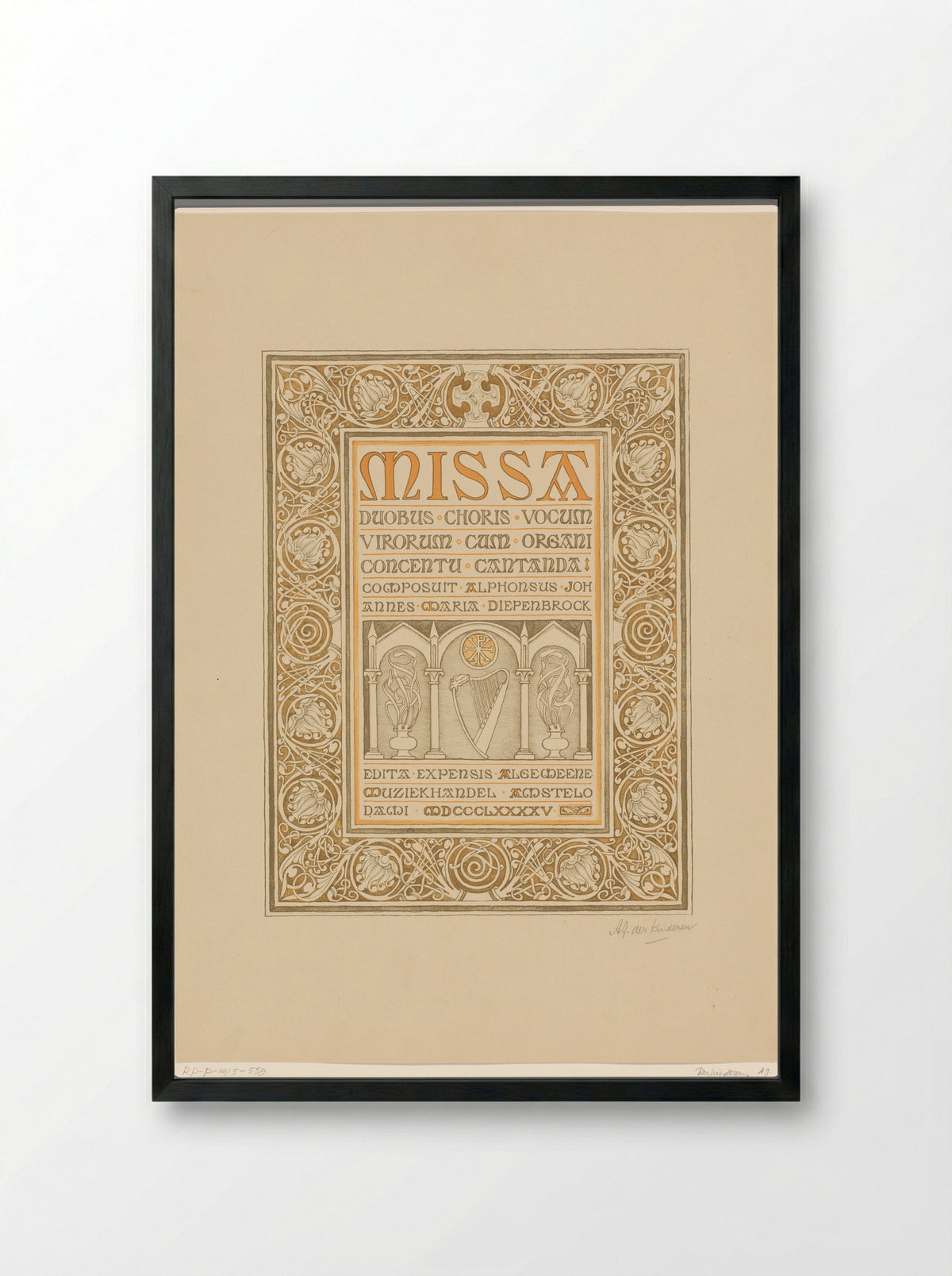 Titelpagina van de Missa van Alphons Diepenbrock - Antoon Derkinderen - Framed Print Black