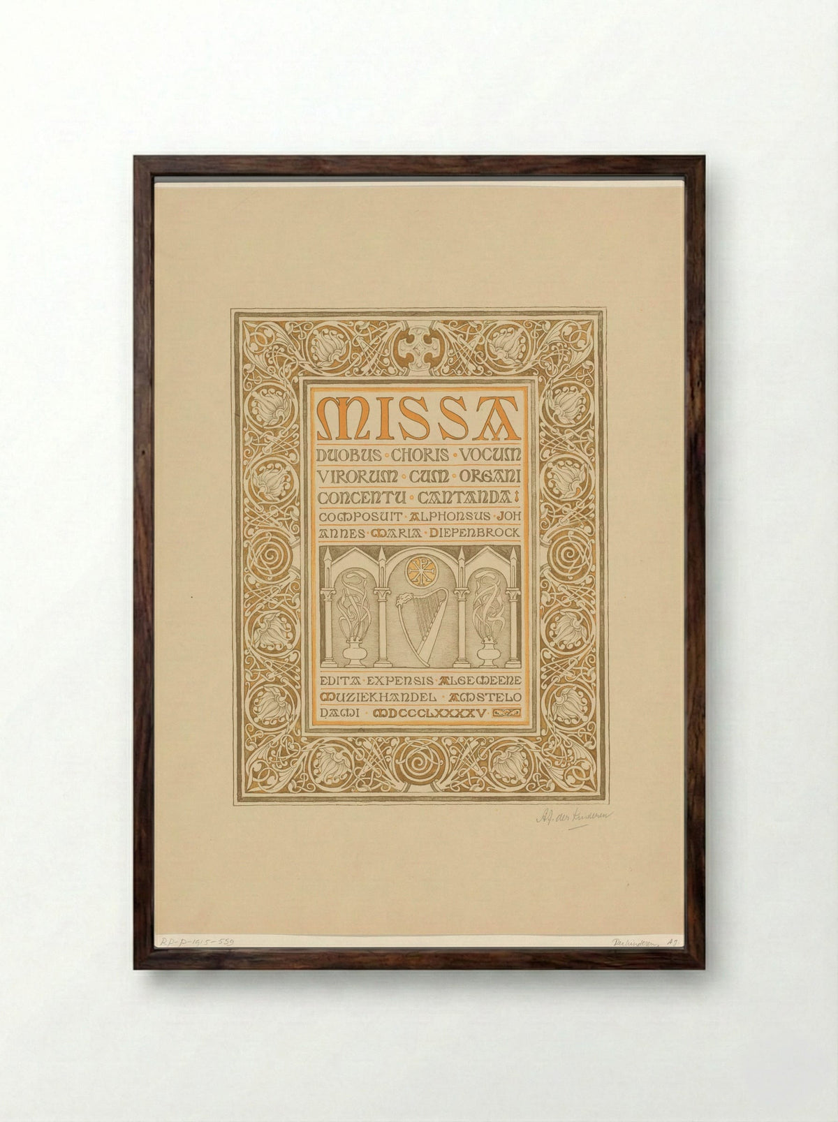 Titelpagina van de Missa van Alphons Diepenbrock - Antoon Derkinderen - Framed Print Dark Wood