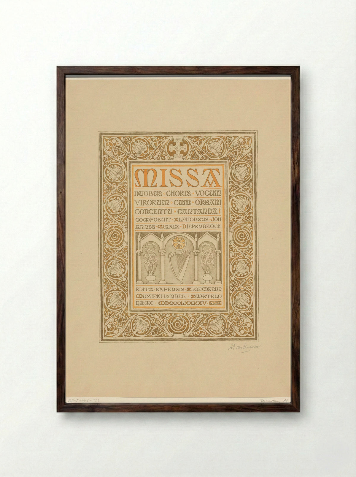 Titelpagina van de Missa van Alphons Diepenbrock - Antoon Derkinderen - Framed Print Dark Wood