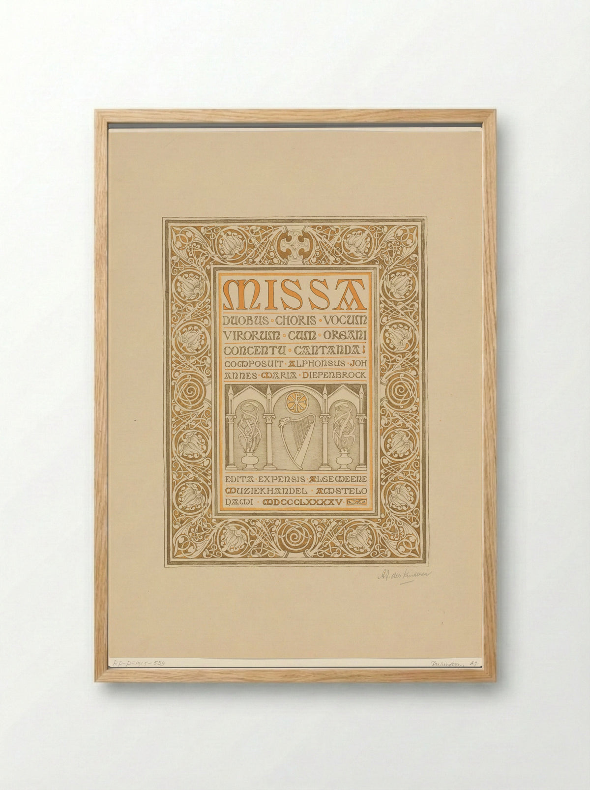 Titelpagina van de Missa van Alphons Diepenbrock - Antoon Derkinderen - Framed Print Wood