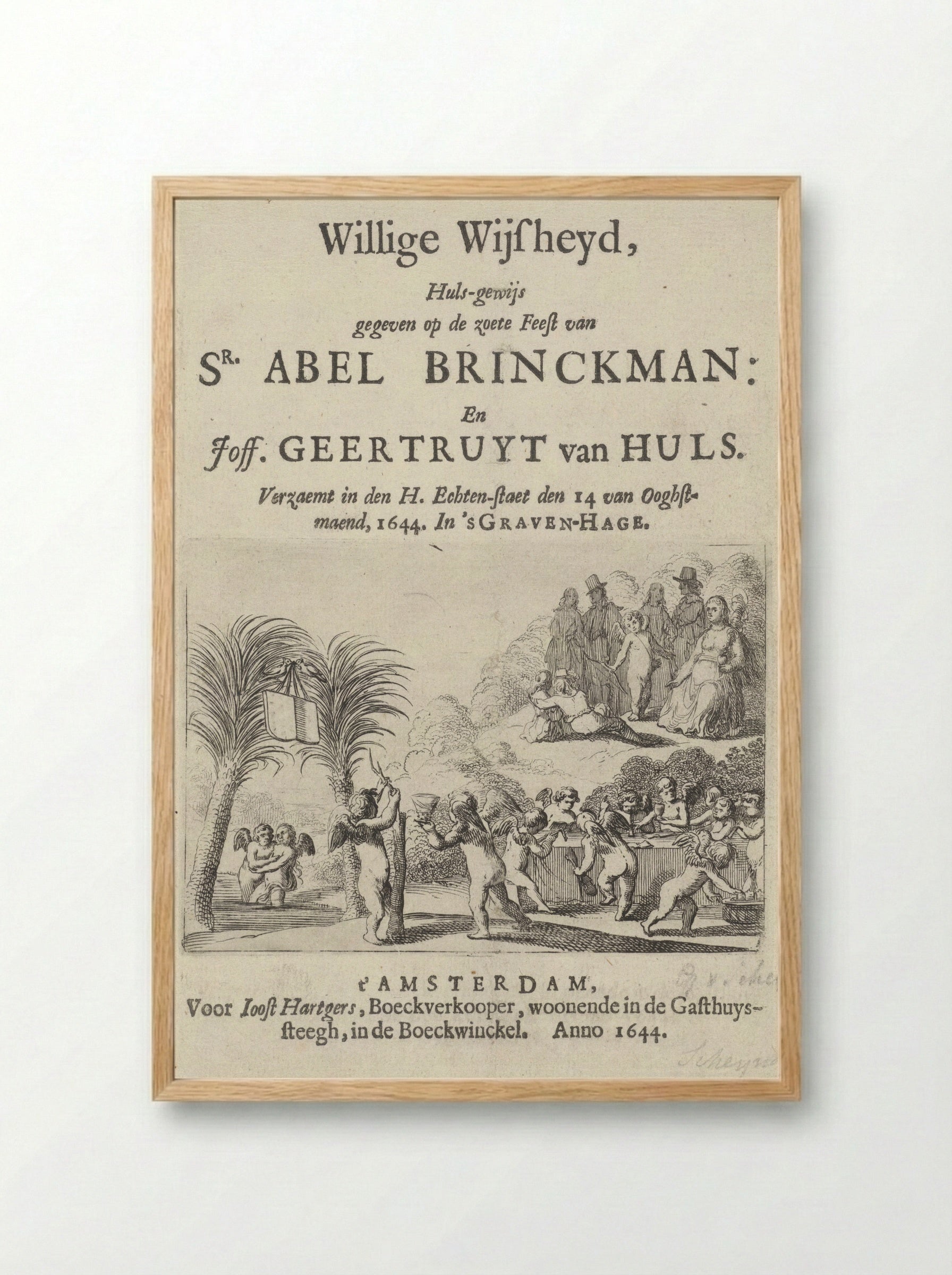 Titelpagina voor Willige Wysheijd - Gillis van Scheyndel (I) - Framed Print Wood