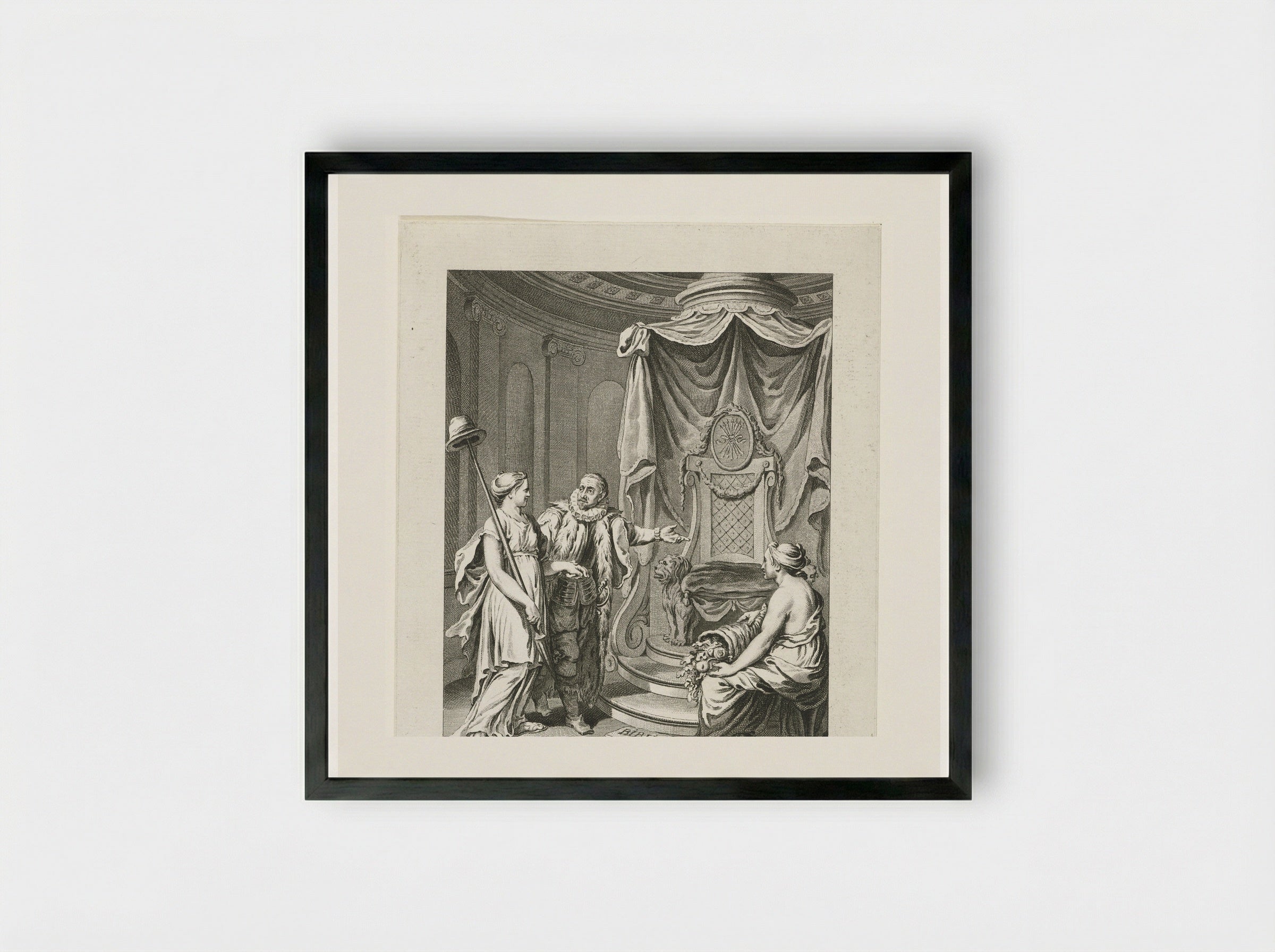 Titelplaat (Allegorical Scene with Figures) - Cornelis Brouwer - Framed Print Black