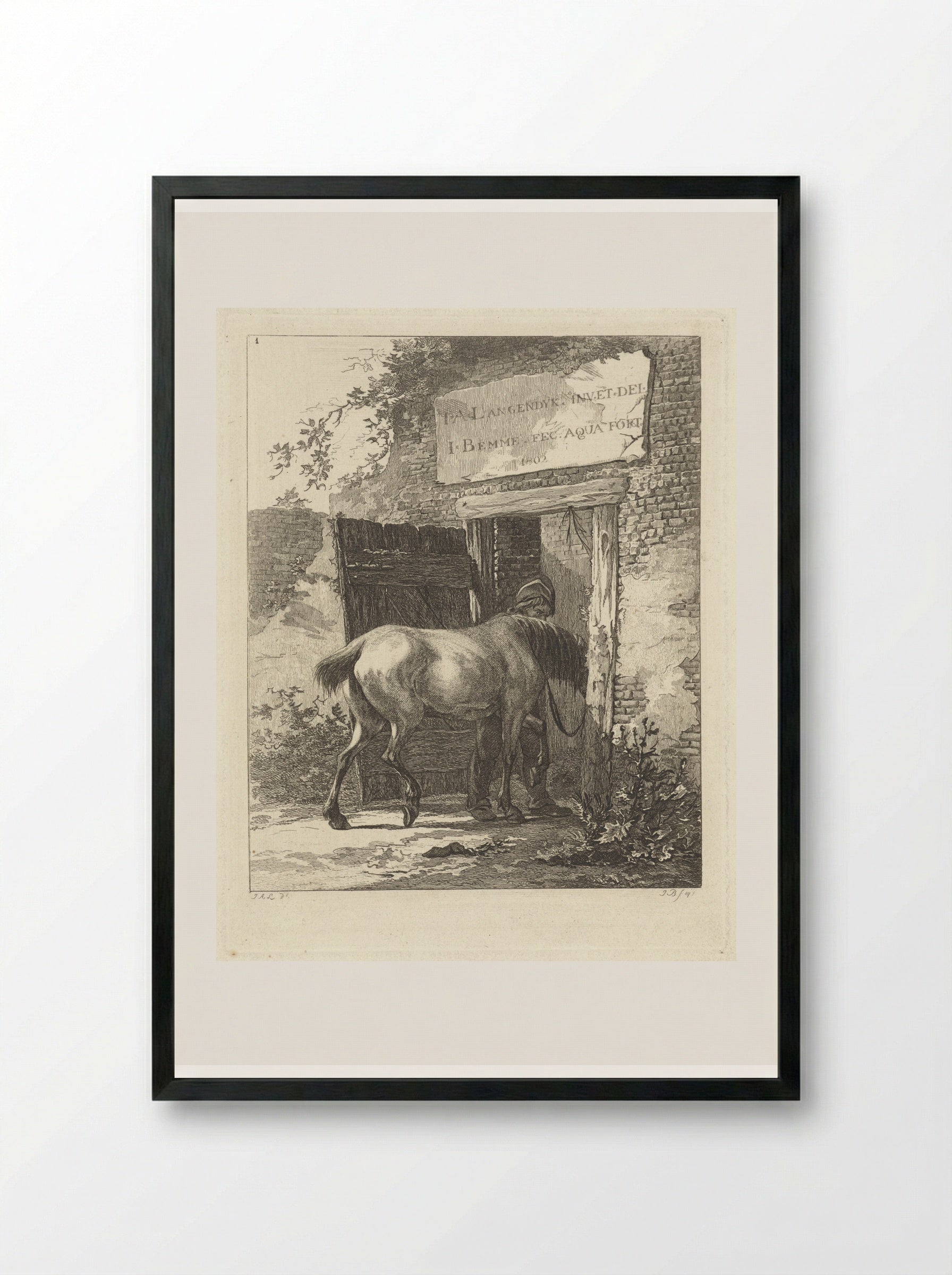 Titelprent voor serie met paarden - Joannes Bemme - Framed Print Black