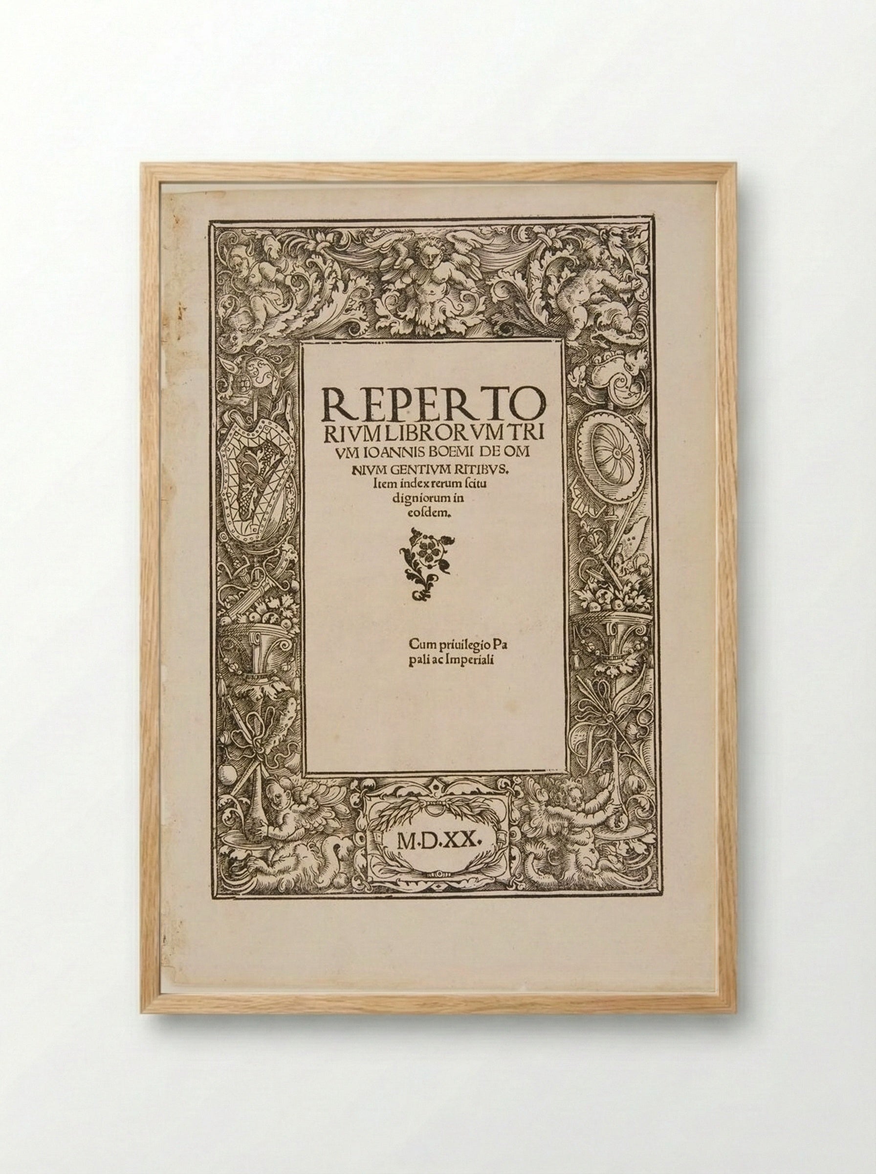 Title-Border for Omnium Gentium Mores - Hans Weiditz - Framed Print Wood