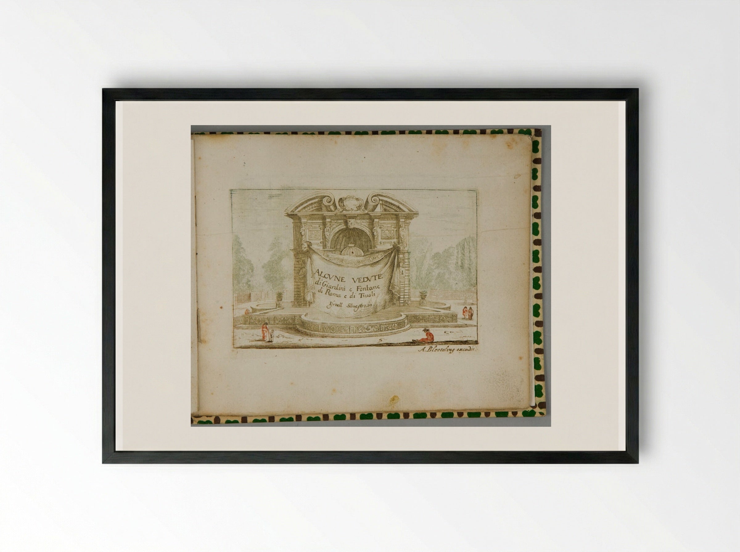 Title Page (Alcune Vedute di Giardini e Fontane di Roma e di Tivoli) - Abraham Bloteling - Framed Print Black