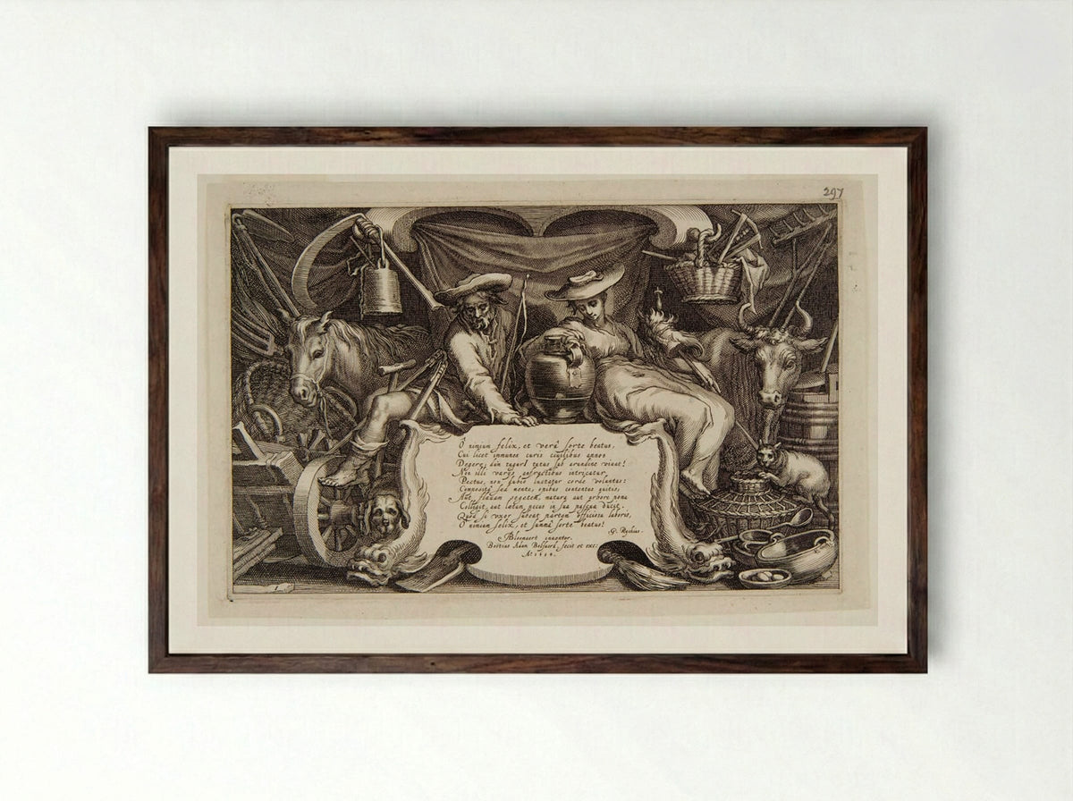 Title Page (Allegory of Rural Life) - Boetius Adamsz. Bolswert - Framed Print Dark Wood