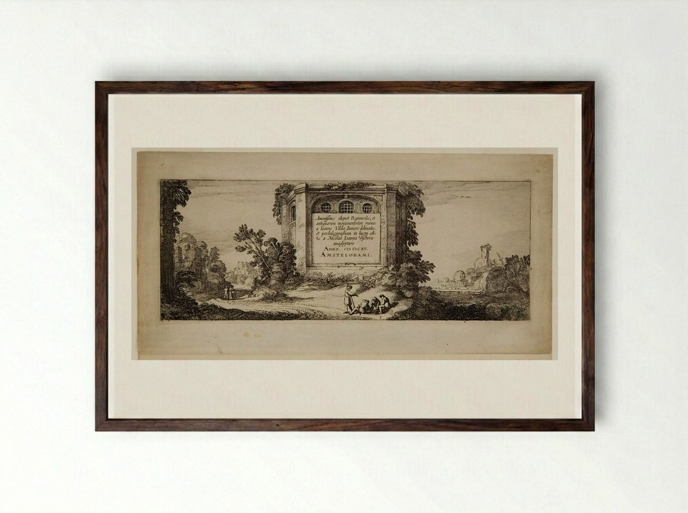 Title Page (Amoenissimae aliquot Regiunculae) - Jan van de Velde II - Framed Print Dark Wood