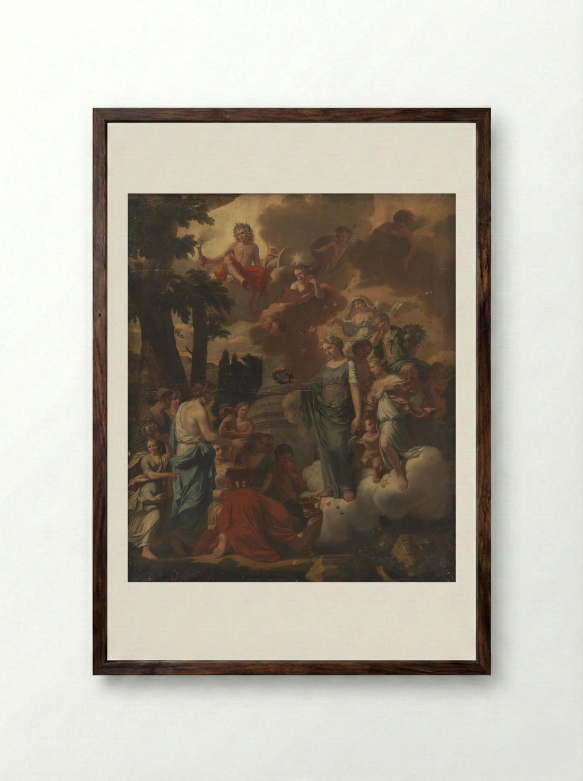 Title Page Design for Johannes Janssonius van Waesberge, Atlas Contractus - Zacharias Webber (II) - Framed Print Dark Wood