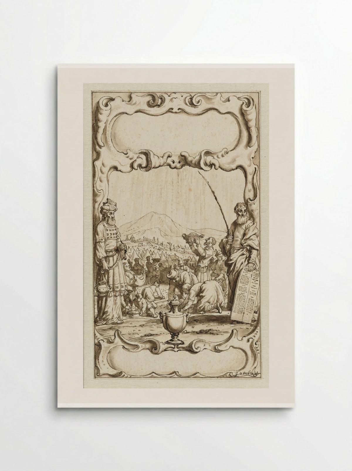 Title Page Design with the Gathering of Manna - Gerbrand van den Eeckhout - Poster