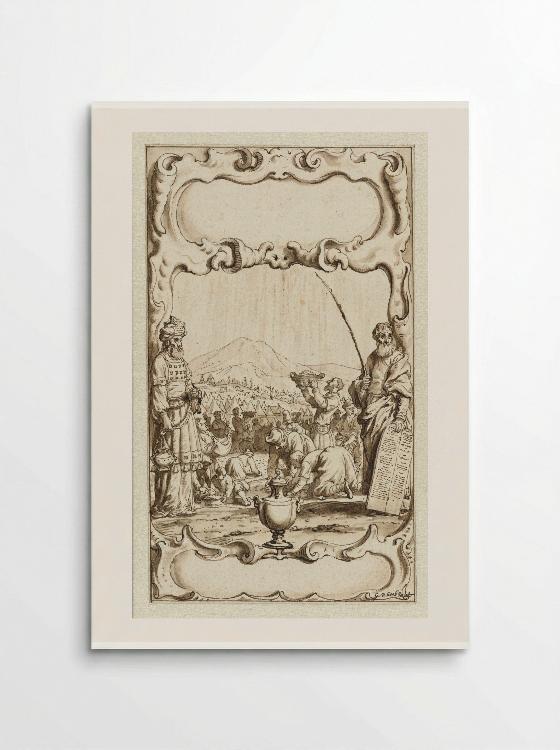 Title Page Design with the Gathering of Manna - Gerbrand van den Eeckhout - Poster