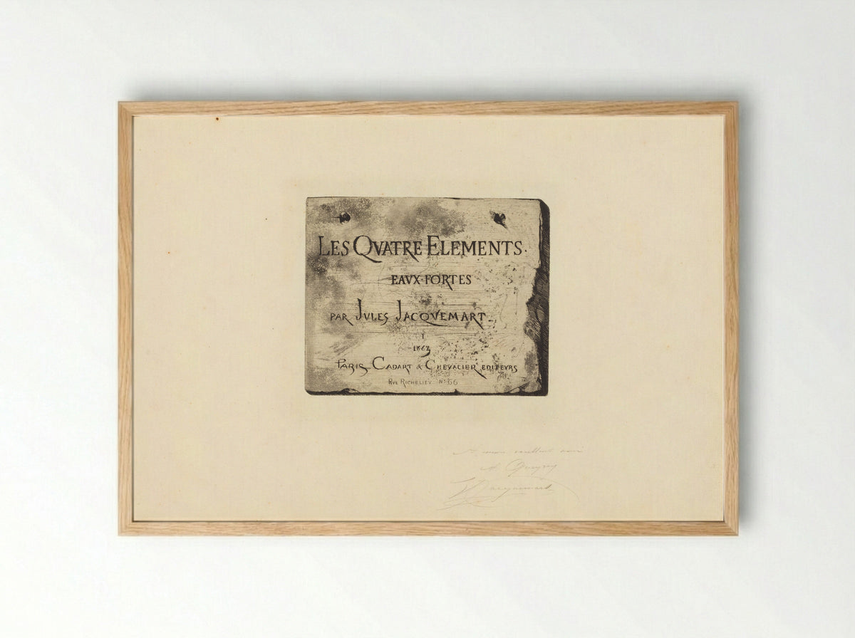 Title Page (Les Quatre Elements) - Jules Ferdinand Jacquemart - Framed Print Wood