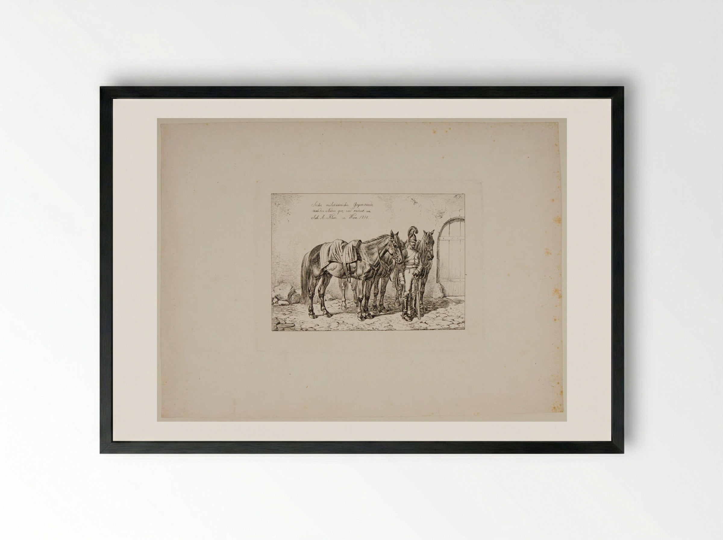 Title Page (Sechs militärische Gegenstände) - Johann Adam Klein - Framed Print Black