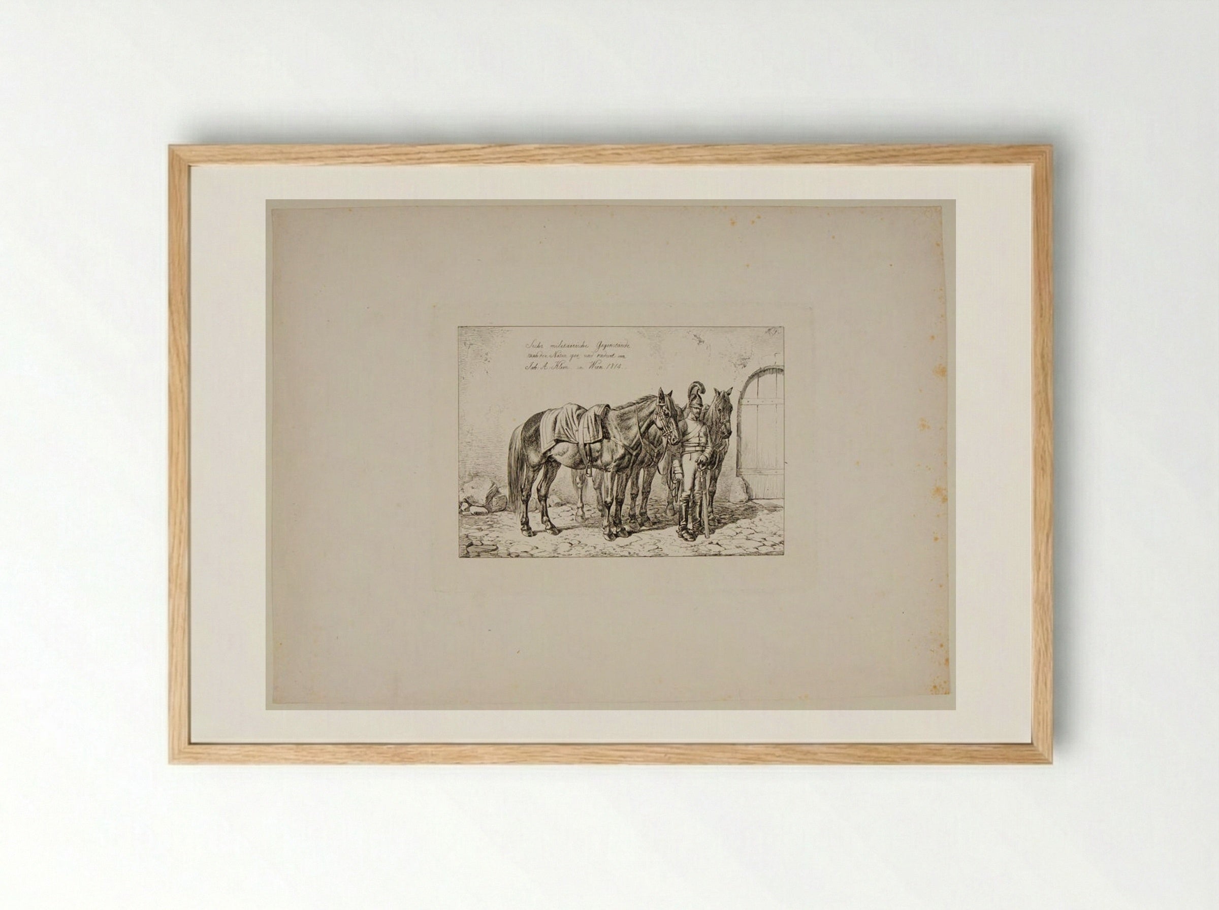 Title Page (Sechs militärische Gegenstände) - Johann Adam Klein - Framed Print Wood