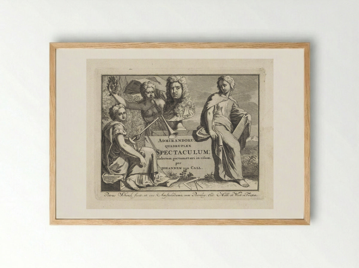 Title Page for Admirandorum Quadruplex Spectaculum - Jan van Call (I) - Framed Print Wood