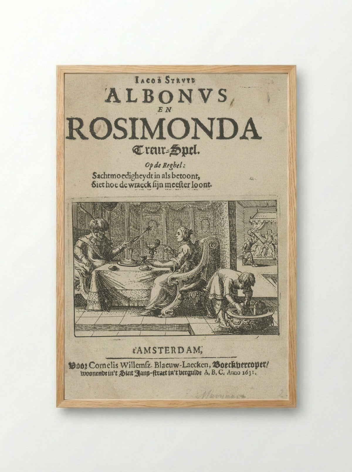 Title Page for Albonus en Rosimonda - Nicolaes Moeyaert - Framed Print Wood