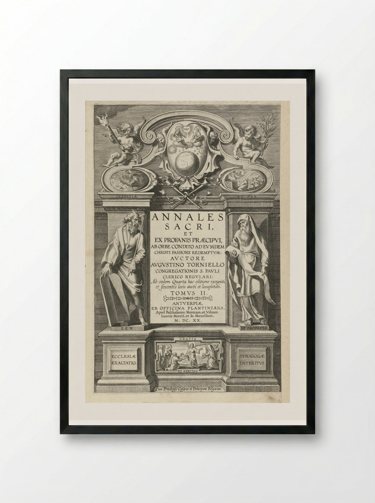 Title Page for Annales Sacri, Volume II - Theodoor Galle - Framed Print Black