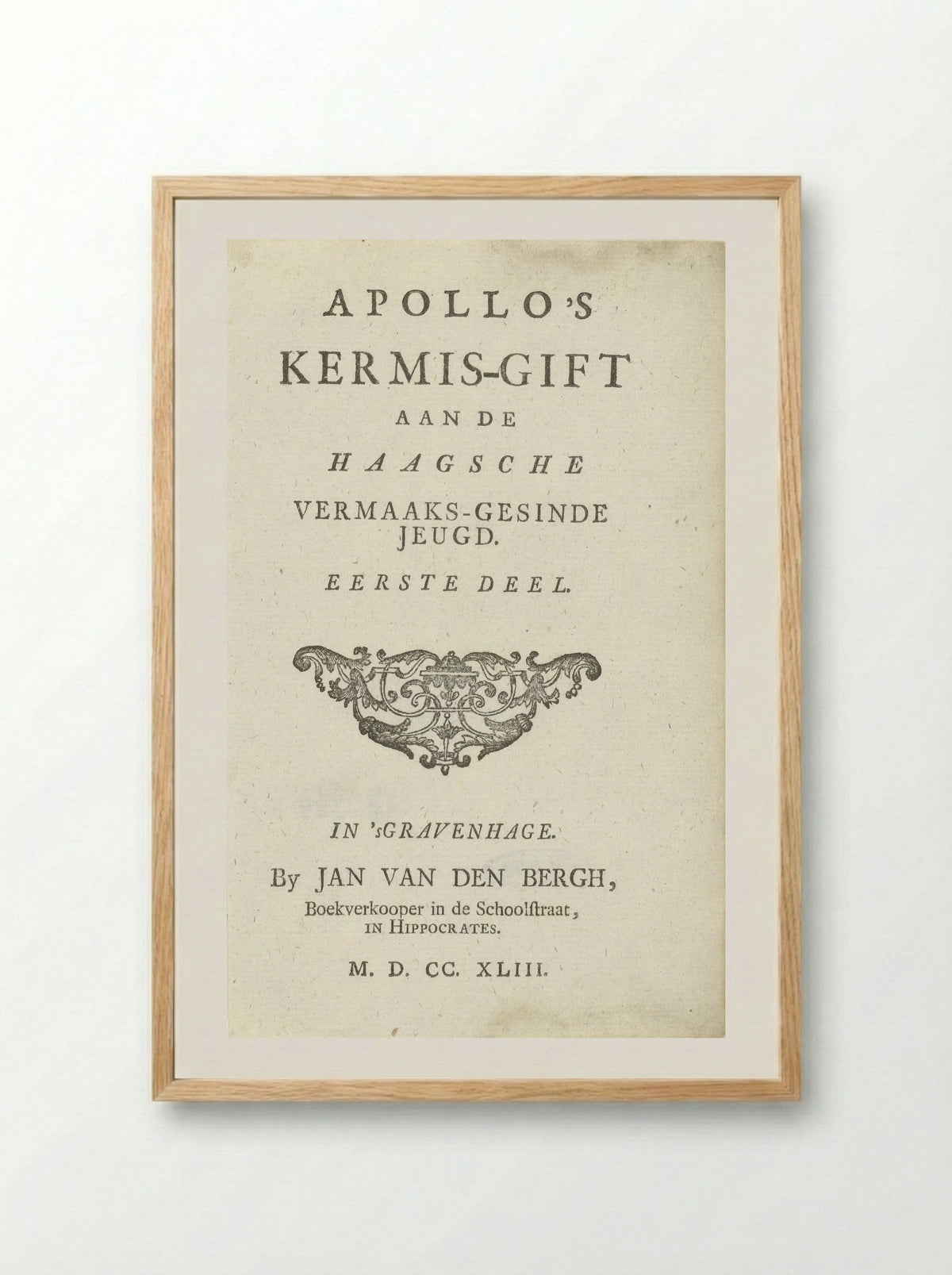 Title Page for Apollo's Kermis-gift - Jan van den Bergh - Framed Print Wood