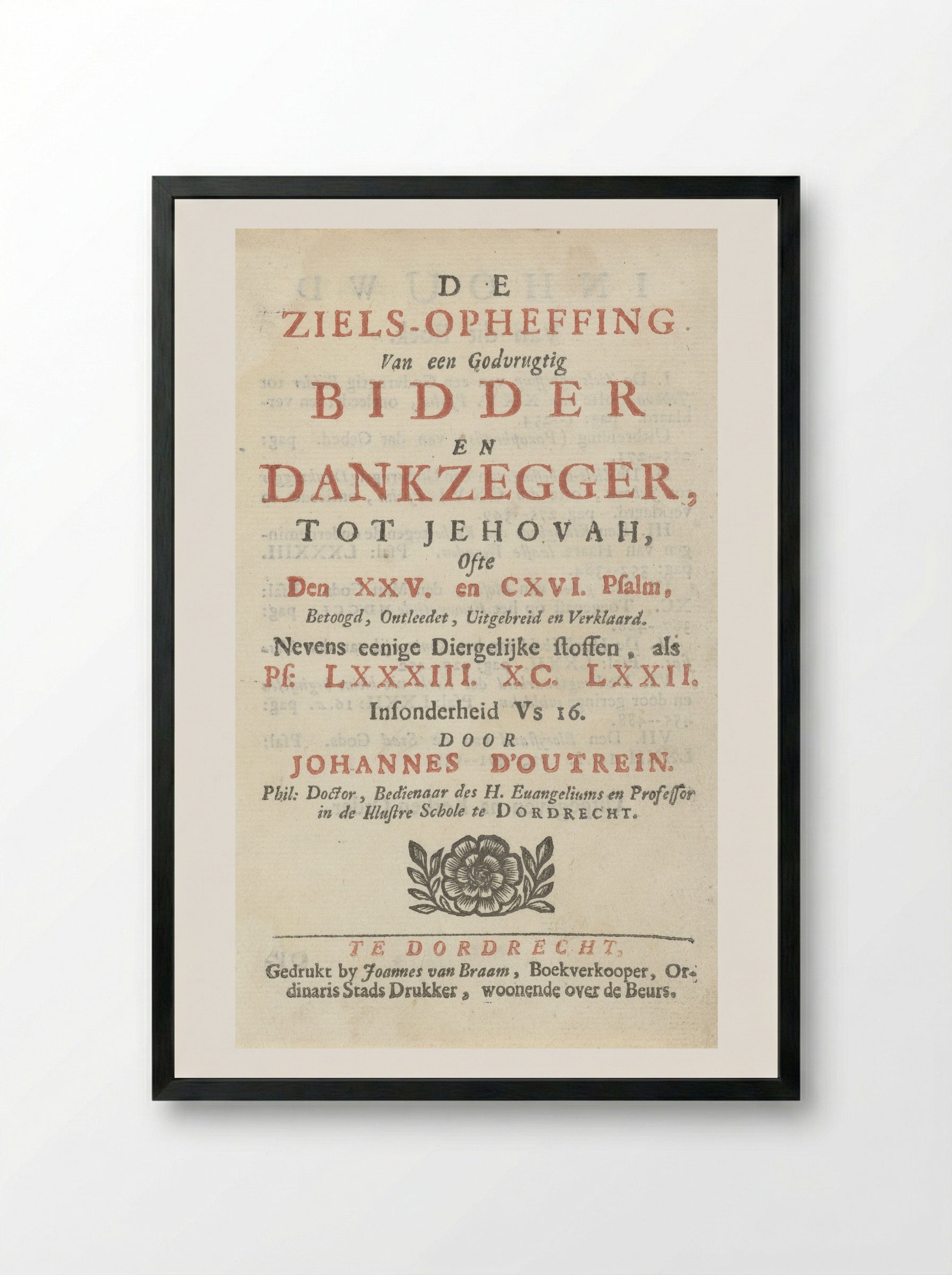 Title Page for De ziels-opheffing - Arnold Houbraken - Framed Print Black