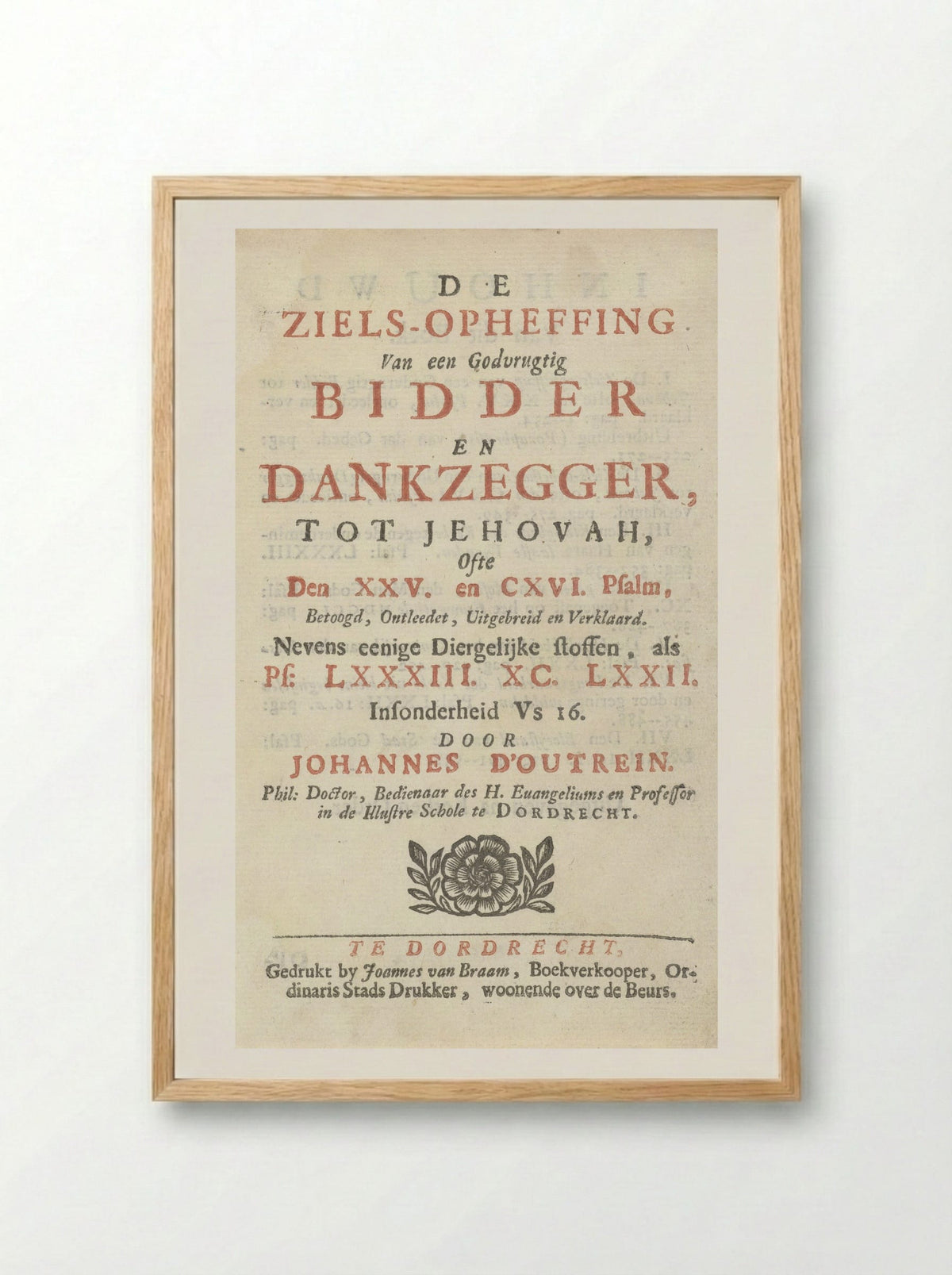 Title Page for De ziels-opheffing - Arnold Houbraken - Framed Print Wood