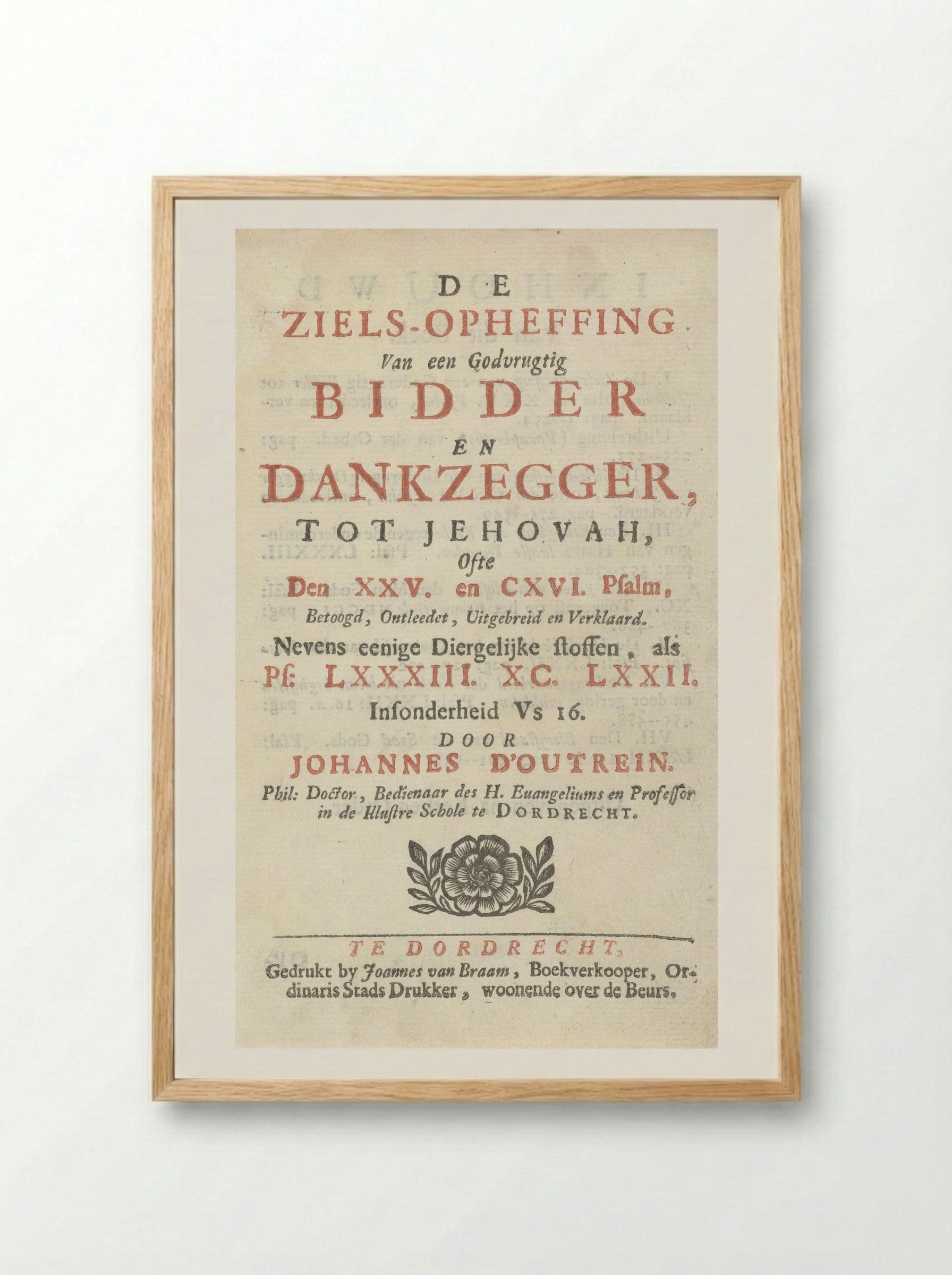 Title Page for De ziels-opheffing - Arnold Houbraken - Framed Print Wood