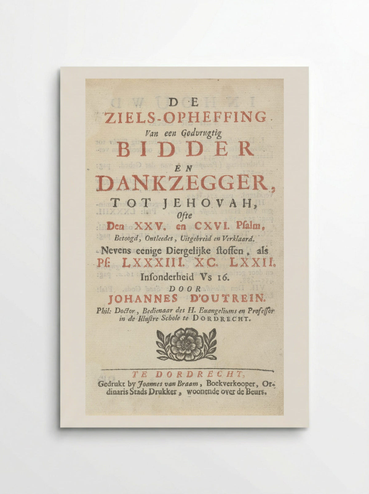 Title Page for De ziels-opheffing - Arnold Houbraken - Poster