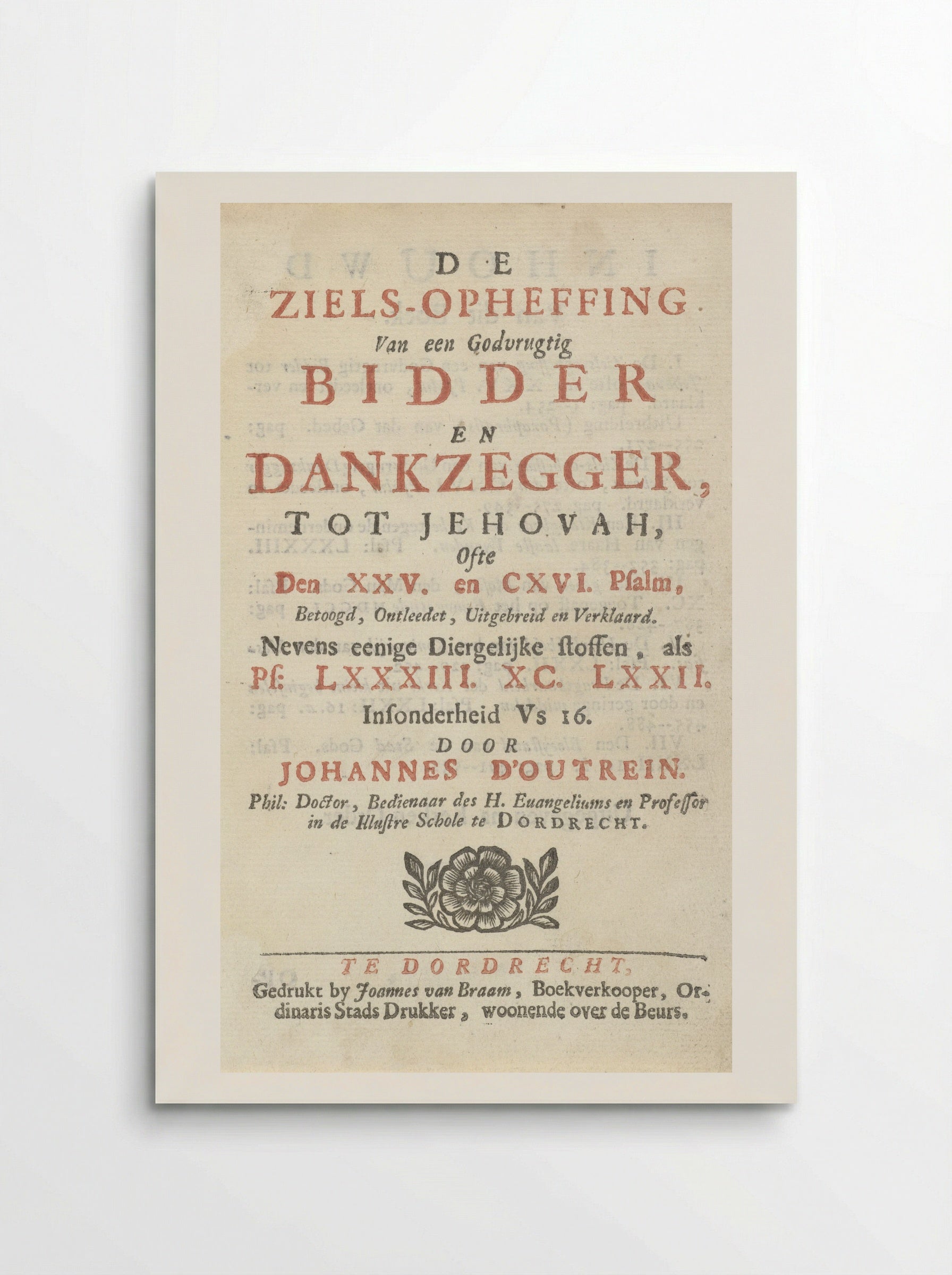 Title Page for De ziels-opheffing - Arnold Houbraken - Poster