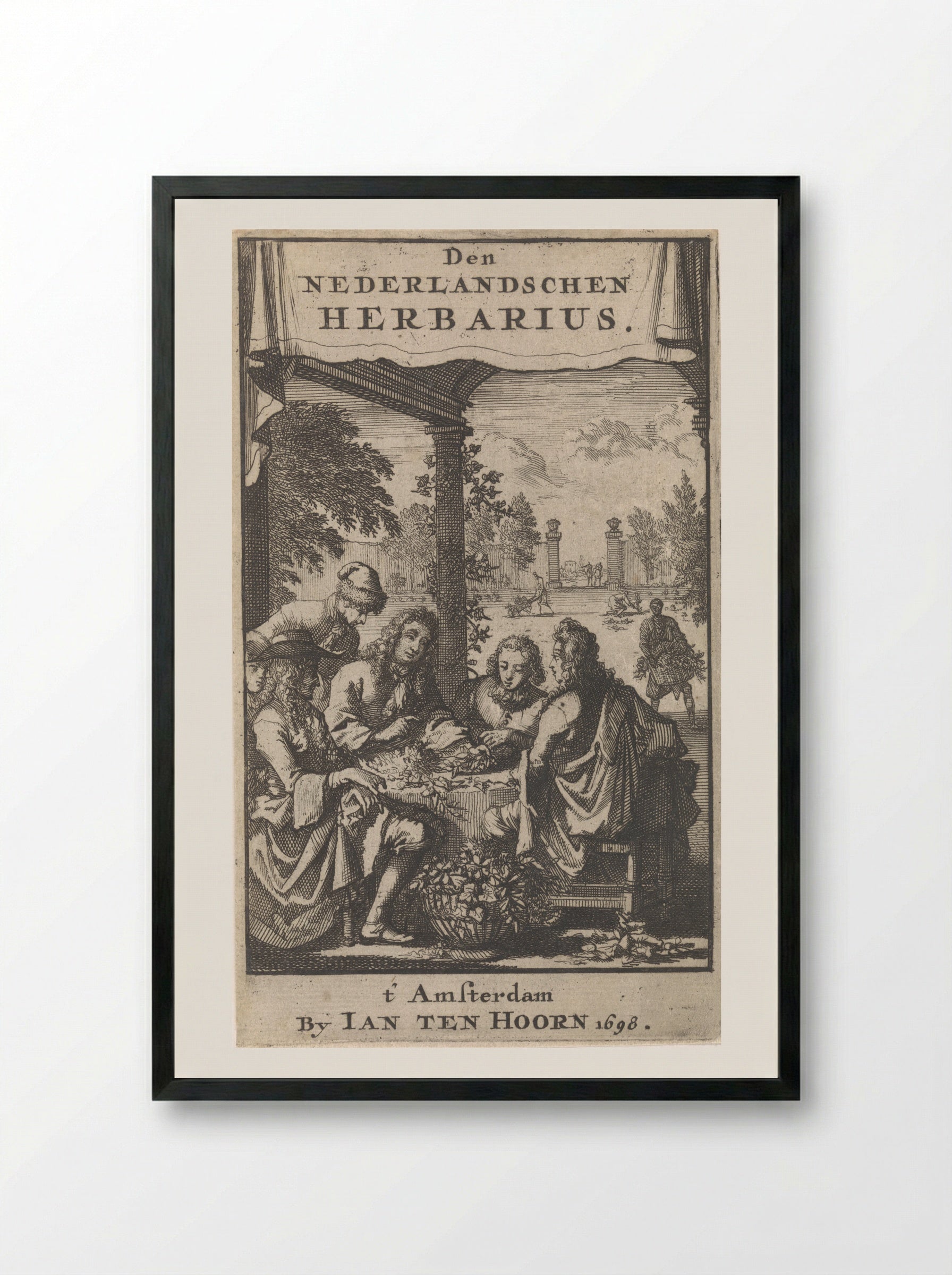 Title Page for Den Nederlandschen Herbarius - Caspar Luyken - Framed Print Black