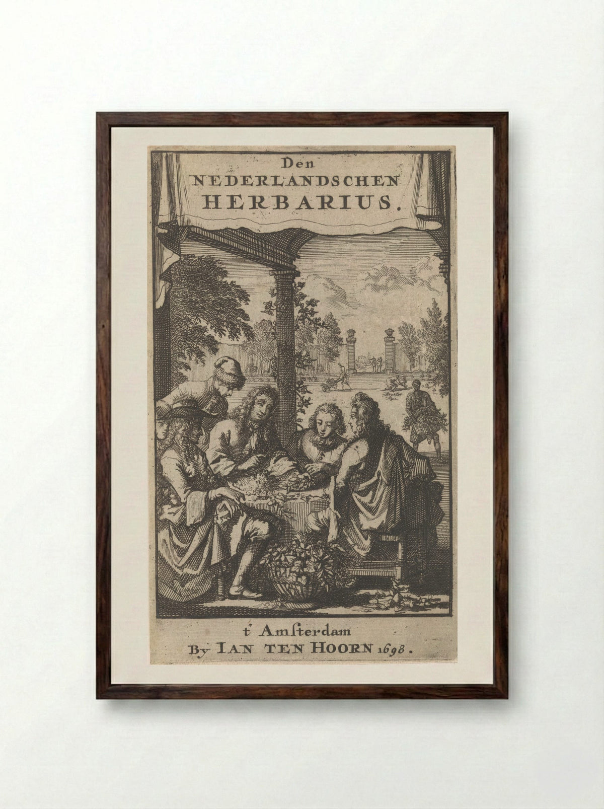 Title Page for Den Nederlandschen Herbarius - Caspar Luyken - Framed Print Dark Wood