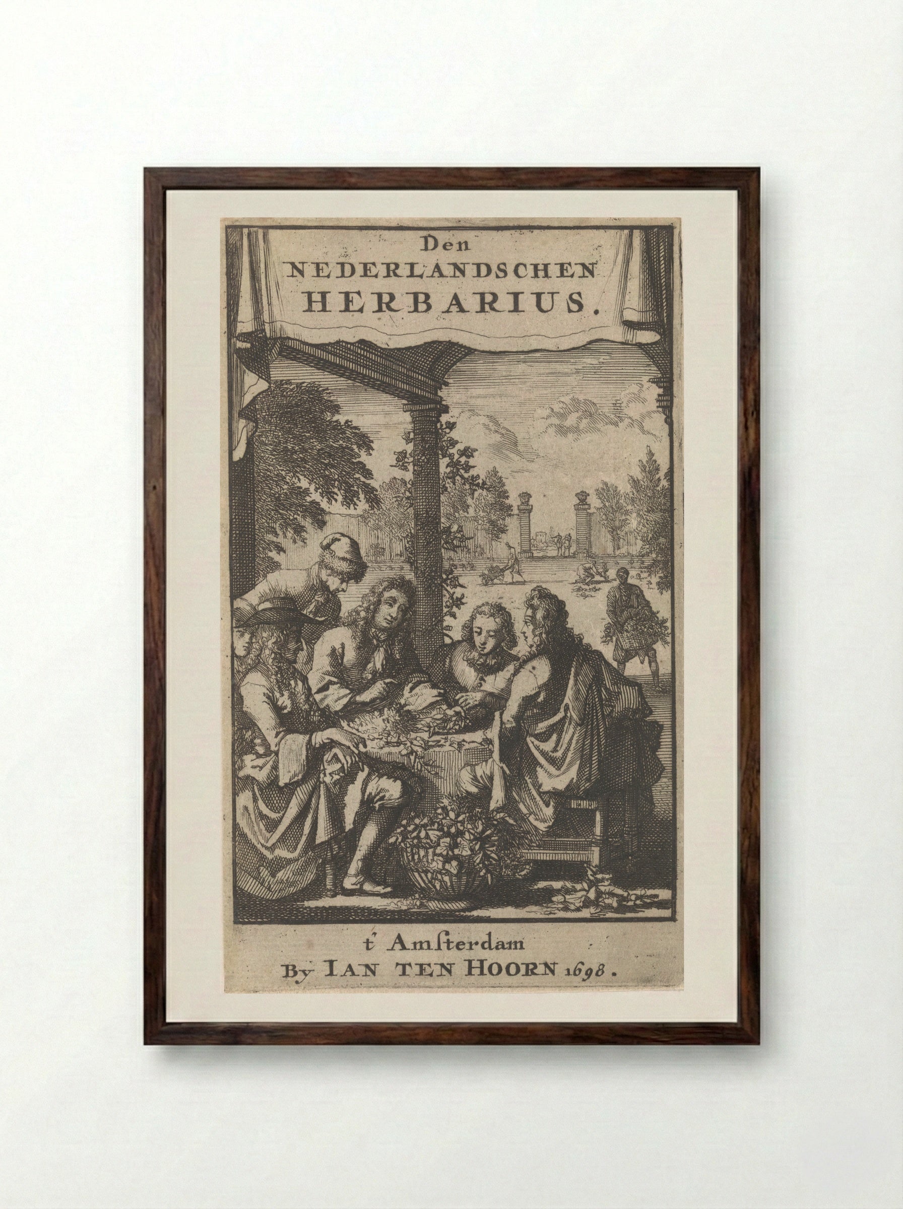 Title Page for Den Nederlandschen Herbarius - Caspar Luyken - Framed Print Dark Wood